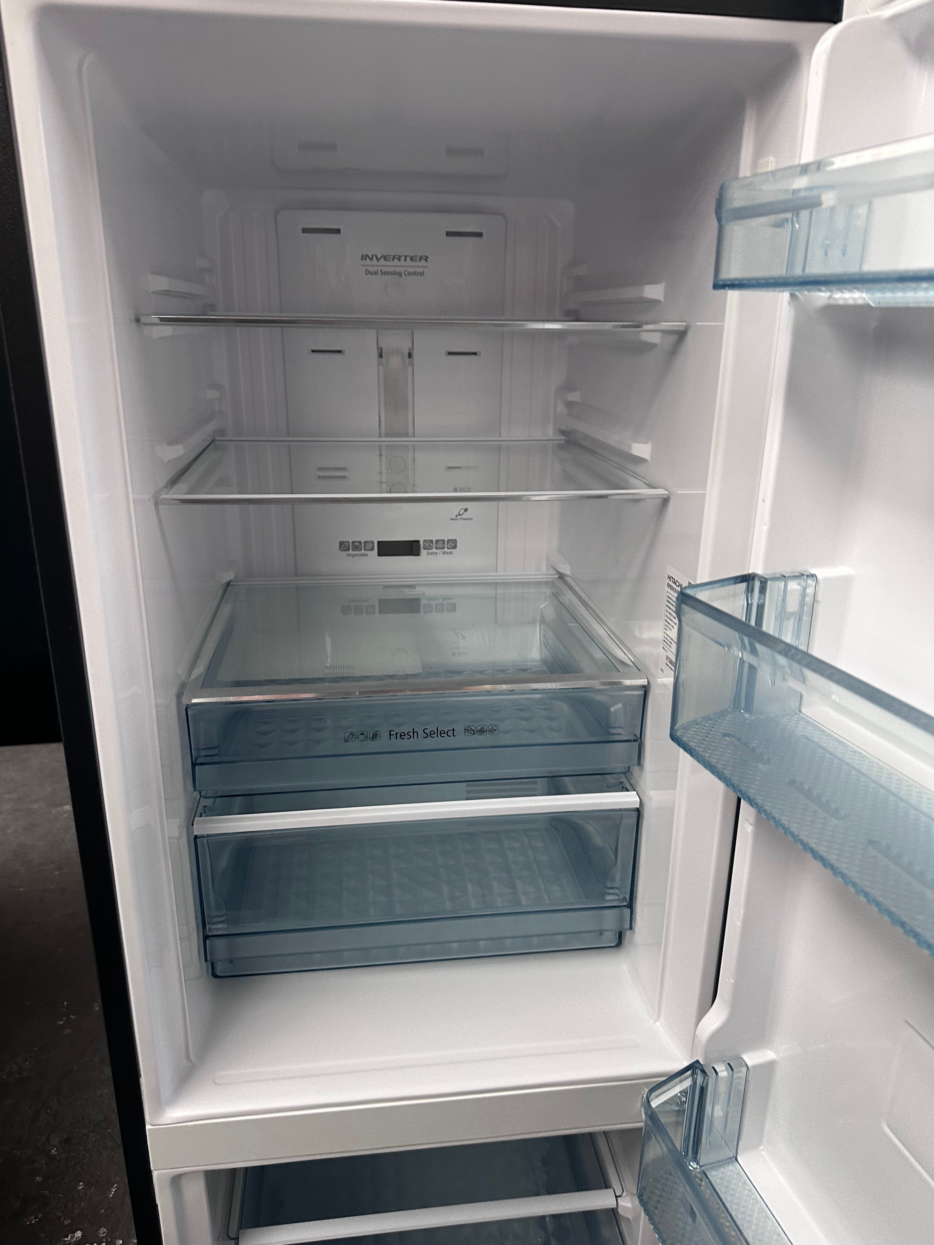 Hitachi 303L RB330PT9BSL Bottom Mount Refrigerator - Energy Efficient, Stainless Steel Finish [Factory Second] for Modern Kitchen & Small Apartment