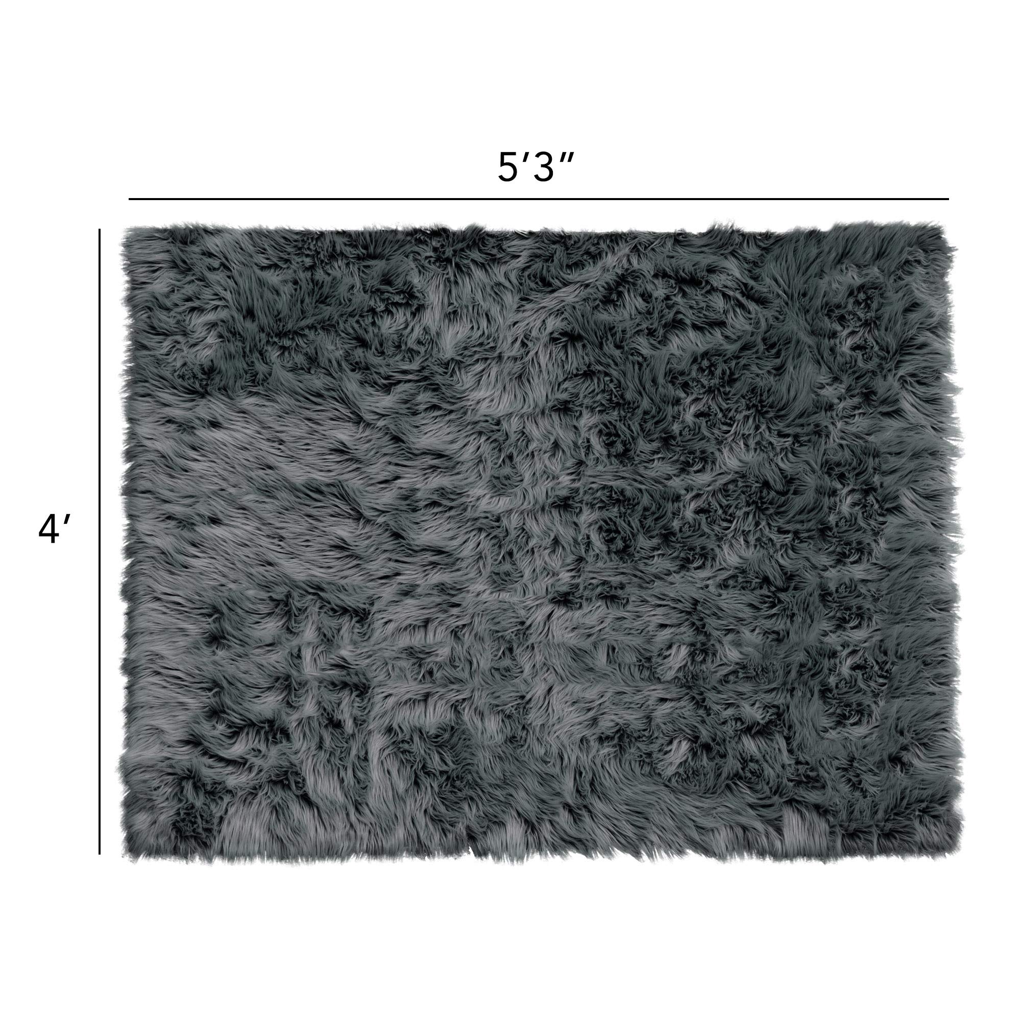 Premium PG Synthetic Fur Area Rug - Non-Slip Suede Backing, Ultra Soft & Fluffy Plush Carpet (4' x 5'3