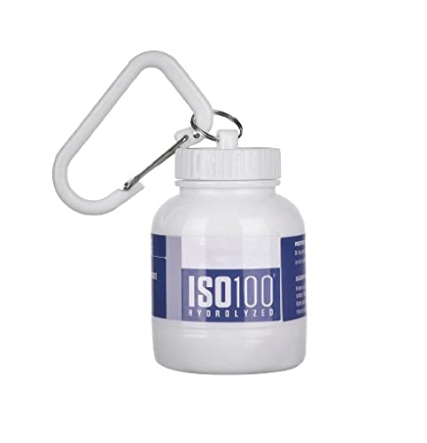 Premium White Protein Powder Storage Container - 100ml Portable Shaker Bottle with Funnel & Keychain - Ideal for Gym, Travel, and On-the-Go Nutrition