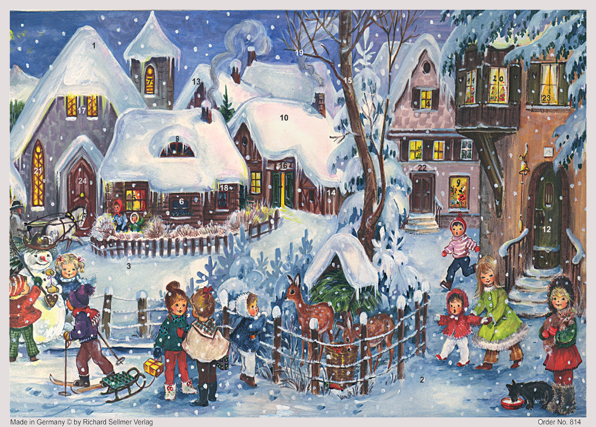 Traditional German Advent Calendar - Medium Size with Old World Villages & Nature Scenes | Perfect for Christmas Countdown, Holiday Decor & Gift Giving