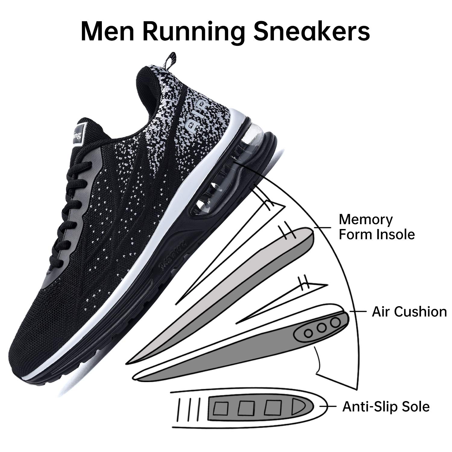 MEHOTO Men's Air Running Sneakers - Lightweight Athletic Shoes for Jogging, Gym, Walking & Fitness | Breathable Comfort for Sports & Daily Wear