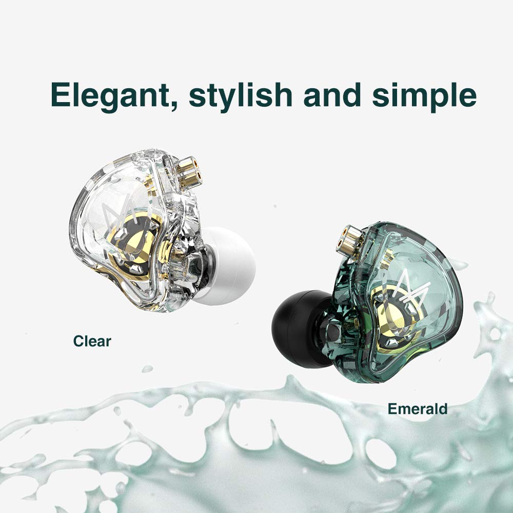 TRN MT1 HiFi In-Ear Headphones with Dual Magnetic Dynamic Drivers - Noise Cancelling Sport Earbuds for Running, Gym & Workout (Green, No Mic) | Perfect for Music Lovers & Athletes