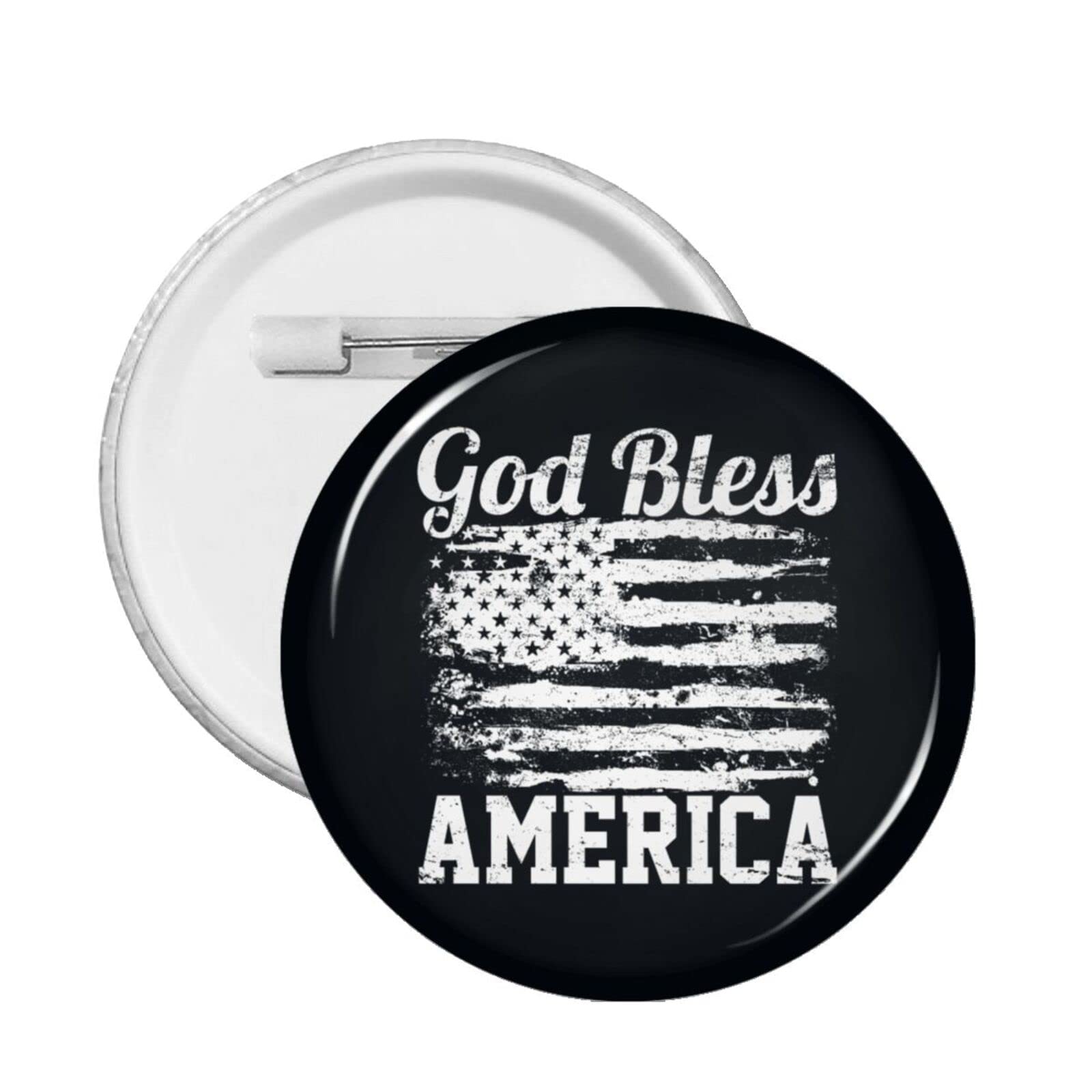 God Bless America Pin Badge - Round Brooch for Men & Women - 1PC for Jackets & Bags