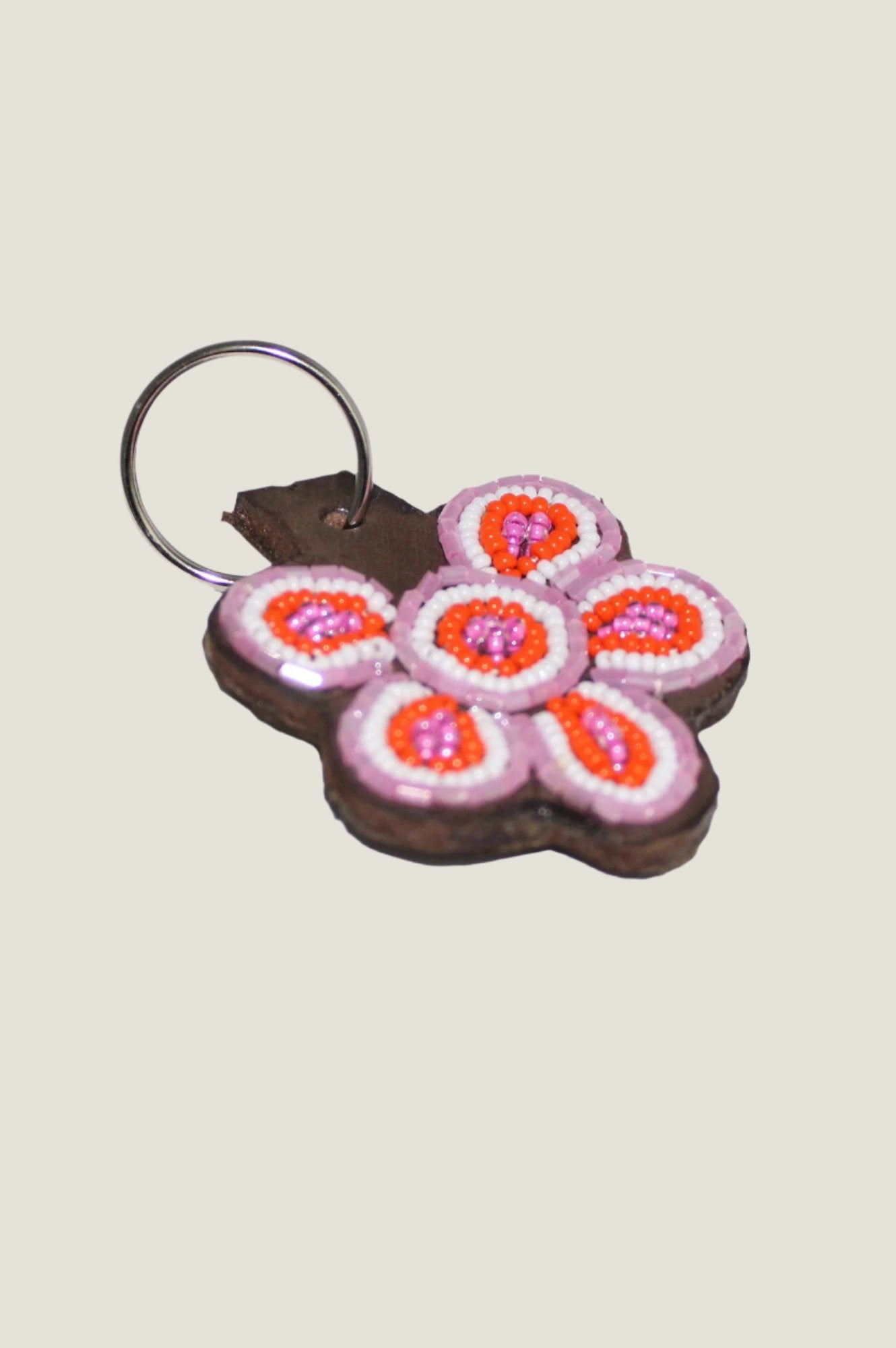 Pink White Orange Flower Keychain - Cute Floral Keyring for Women & Girls - Perfect for Keys, Bags, and Gifts