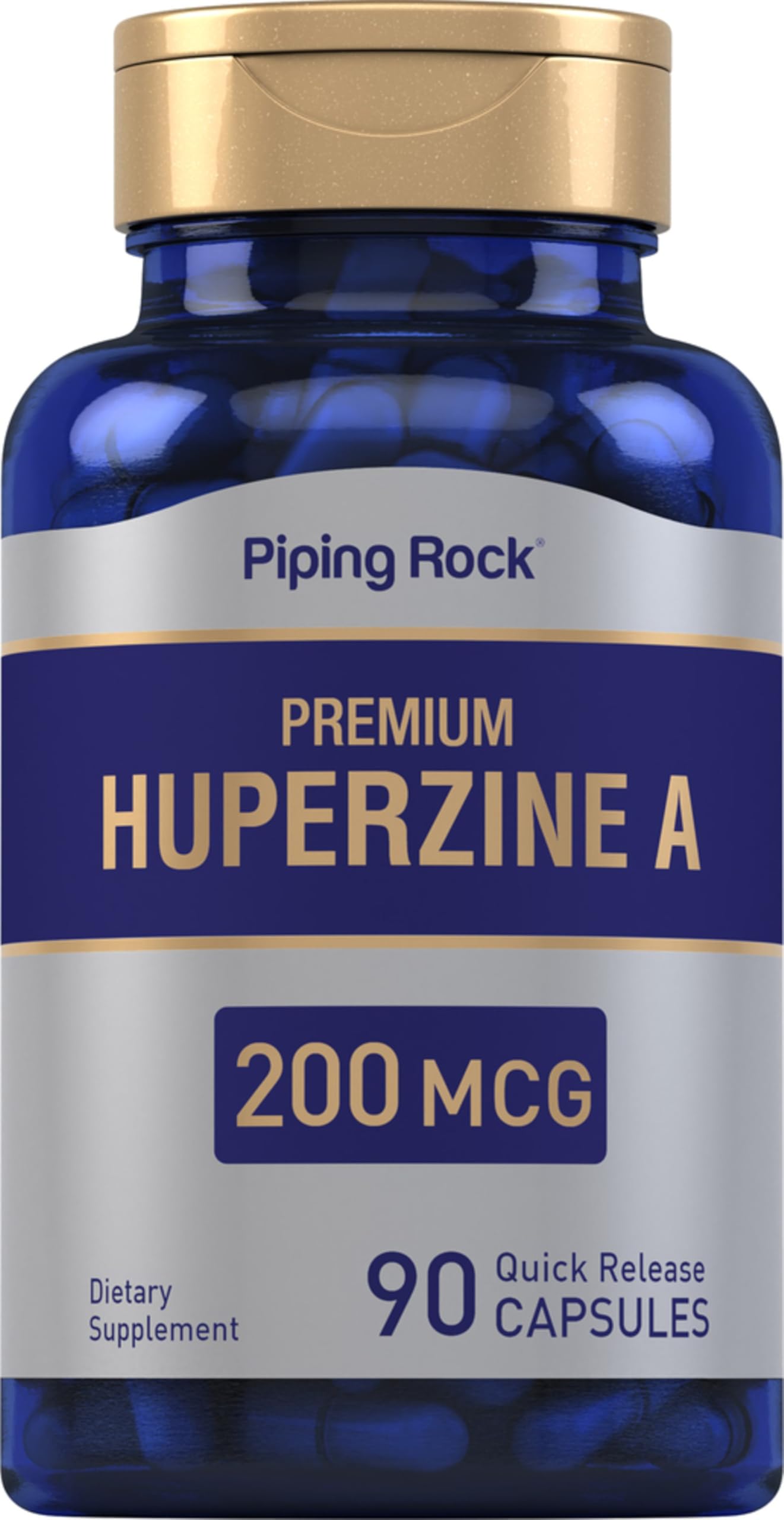 Piping Rock Huperzine A 200mcg Supplement - 90 Capsules | Non-GMO, Gluten Free Brain Support | Memory & Focus Booster for Adults | Perfect for Study, Work & Mental Clarity