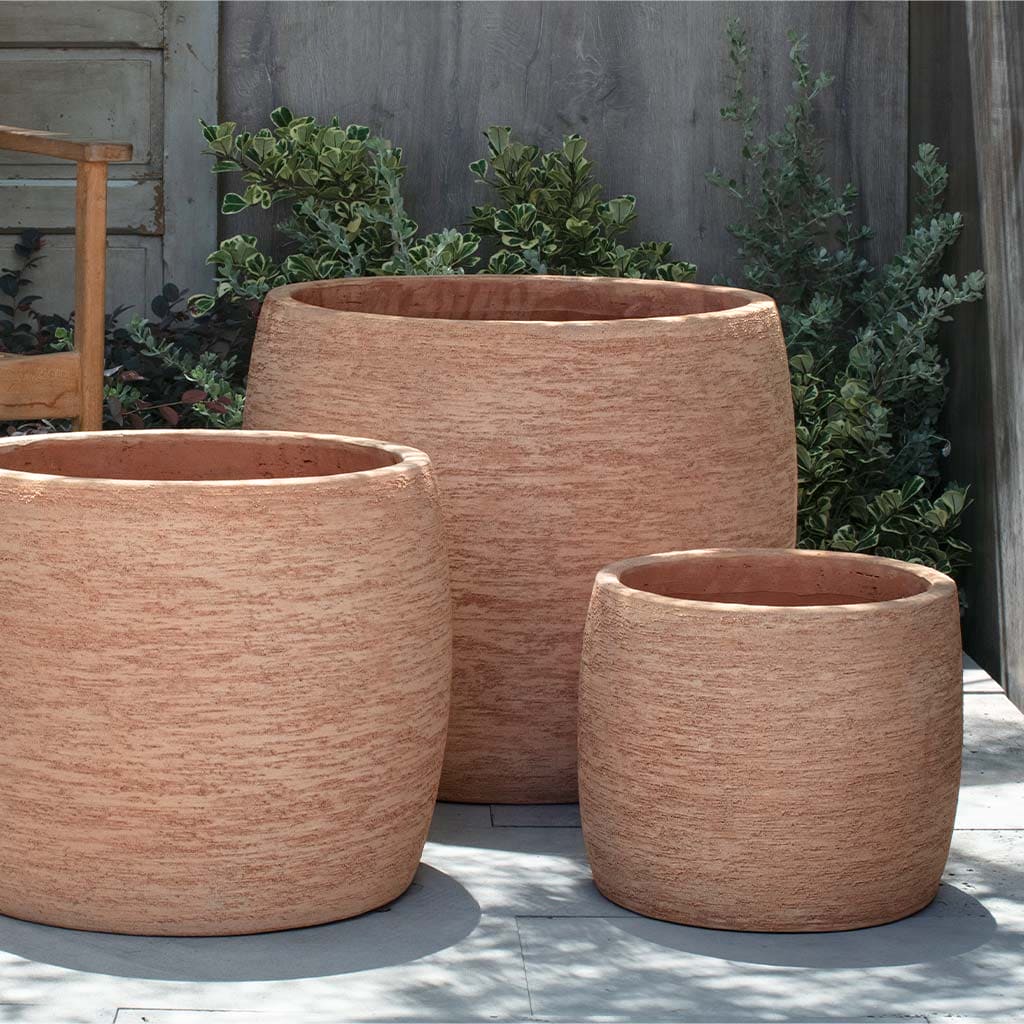 Campania International Denali Terra Cotta Planter Set of 3 - Outdoor Garden Decor for Patio, Balcony & Home Décor