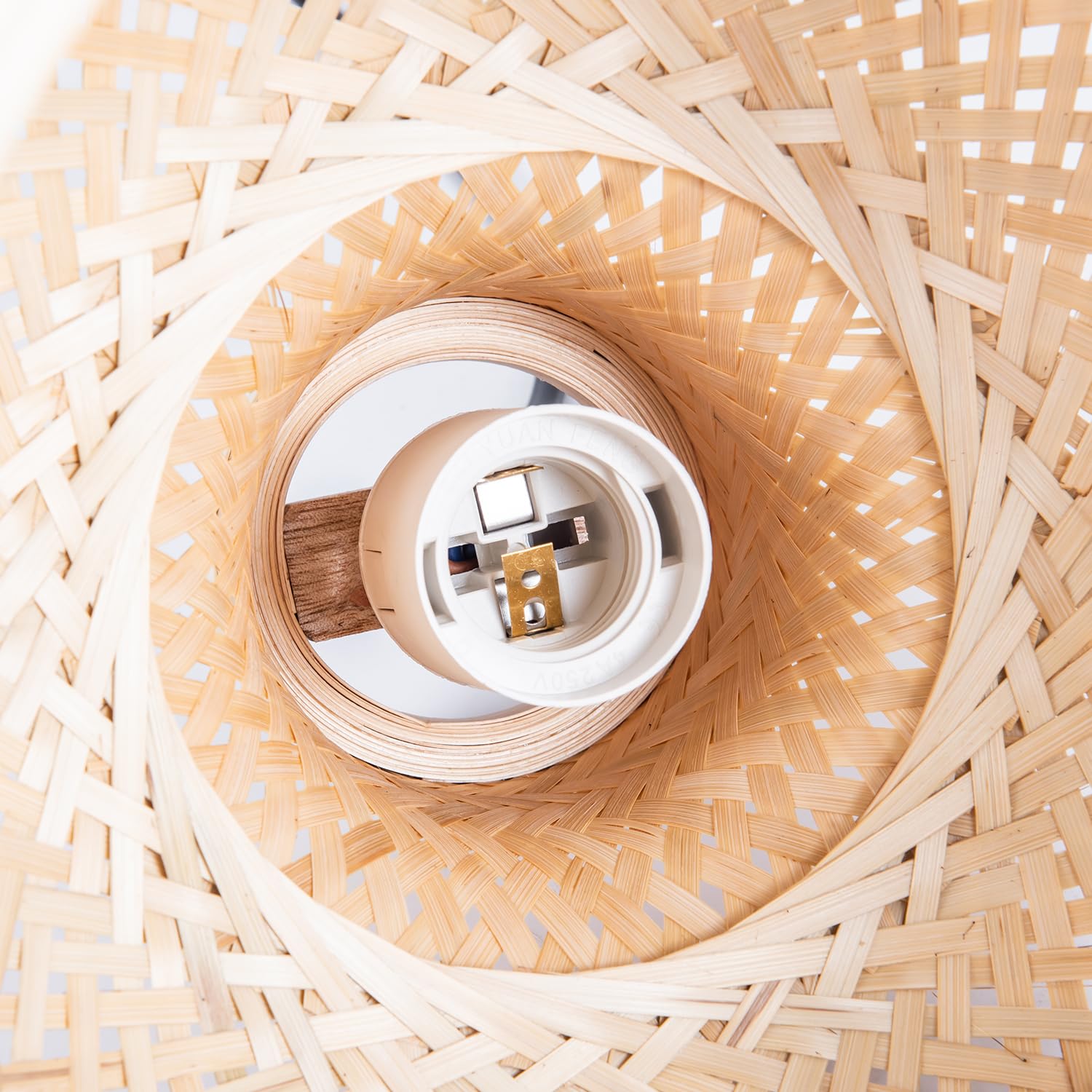 Modern Bamboo Woven Pendant Light Fixture - 2 Pack 7.8