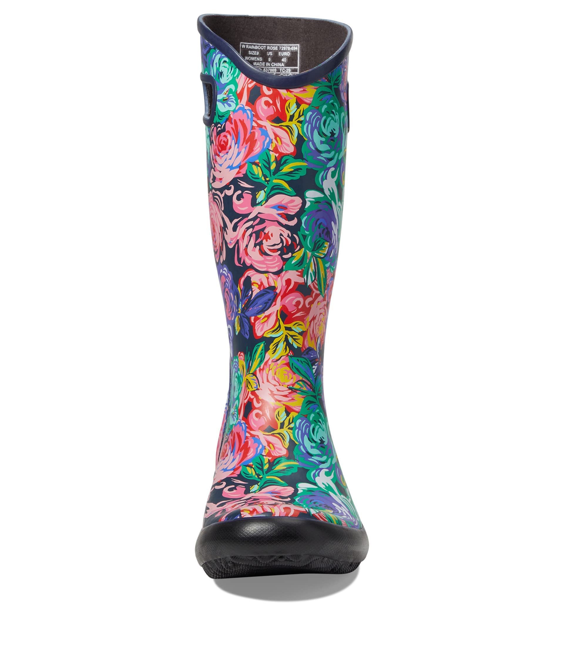 BOGS Women's Waterproof Rain Boots - Comfortable Garden Shoes for Walking in Wet Conditions, Outdoor Activities & Rainy Days (Rose Garden Design)