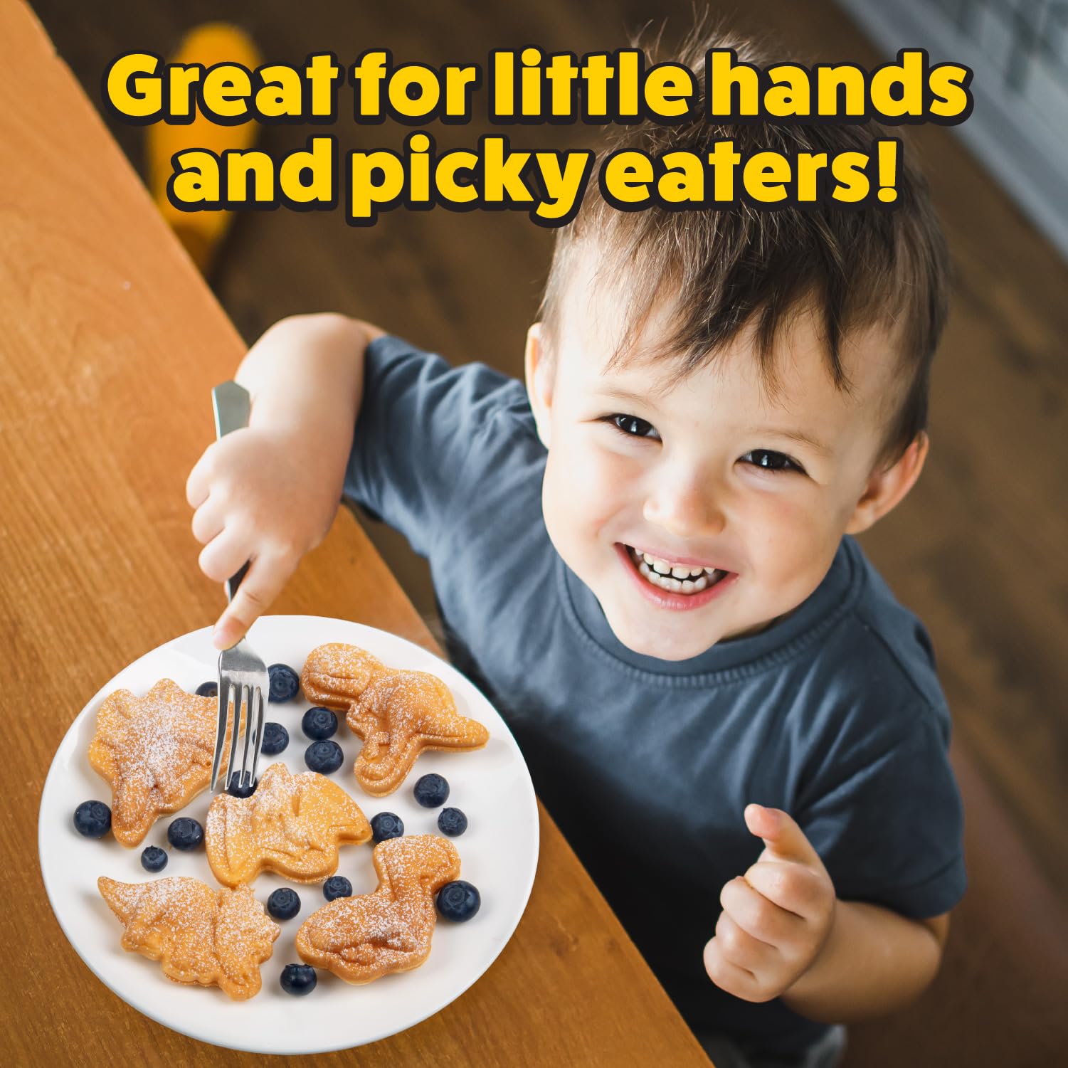 Dinosaur Mini Waffle Maker - 5 Unique 3D Dinosaur Shapes - Fast & Easy Electric Non-Stick Waffle Iron for Kids & Adults - Perfect for Easter Breakfast, Birthday Parties & Fun Family Desserts - Includes Recipe Book & Gift Box