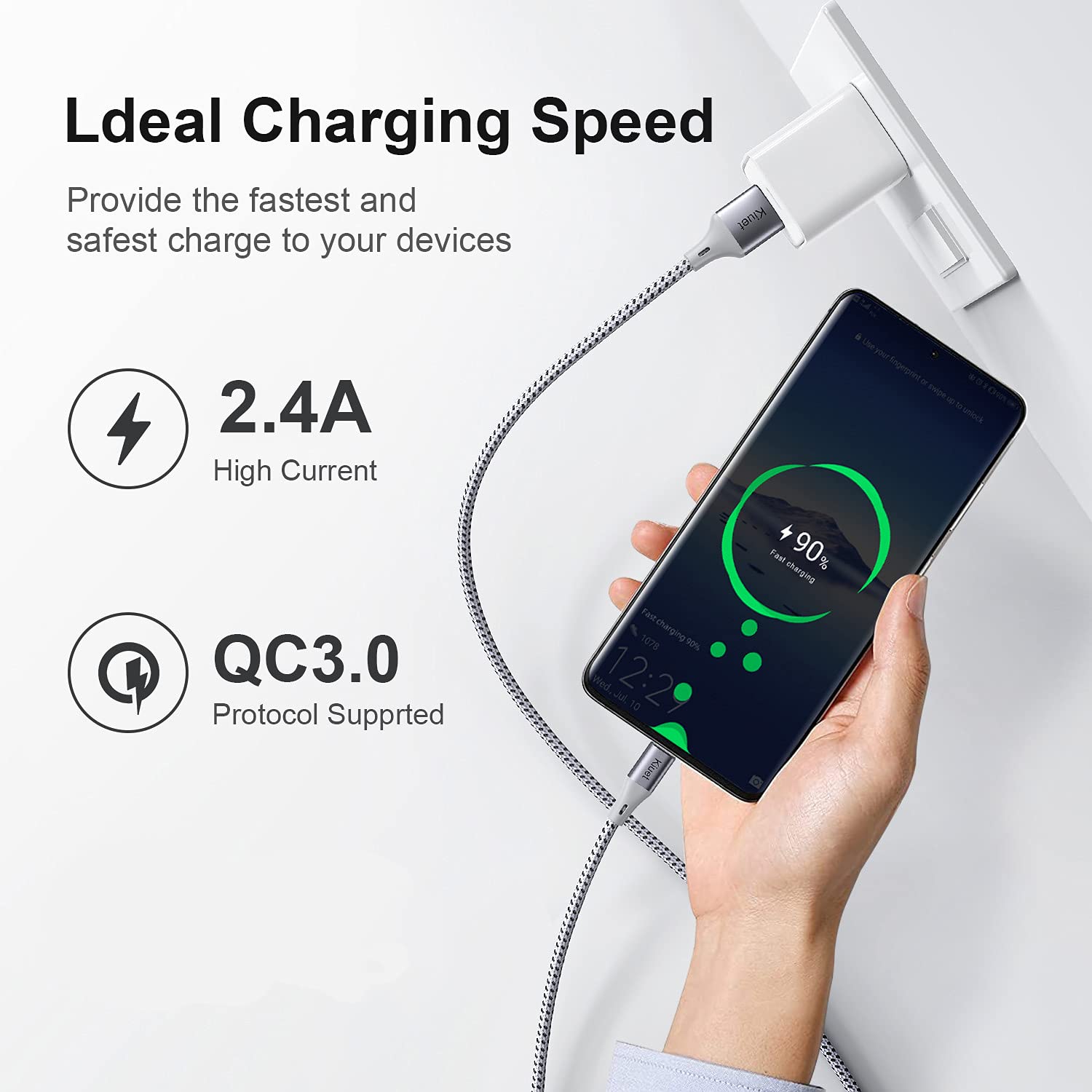 Premium Micro USB Cable 1M & 2M - Durable Braided Android Charger Cord for Fast Charging | Compatible with PS4 Controller, Samsung Galaxy J7/S7/S6, Kindle Fire, Fire HD Tablet, HTC, LG, Motorola (Grey) | Perfect for Gaming, Travel & Home Charging