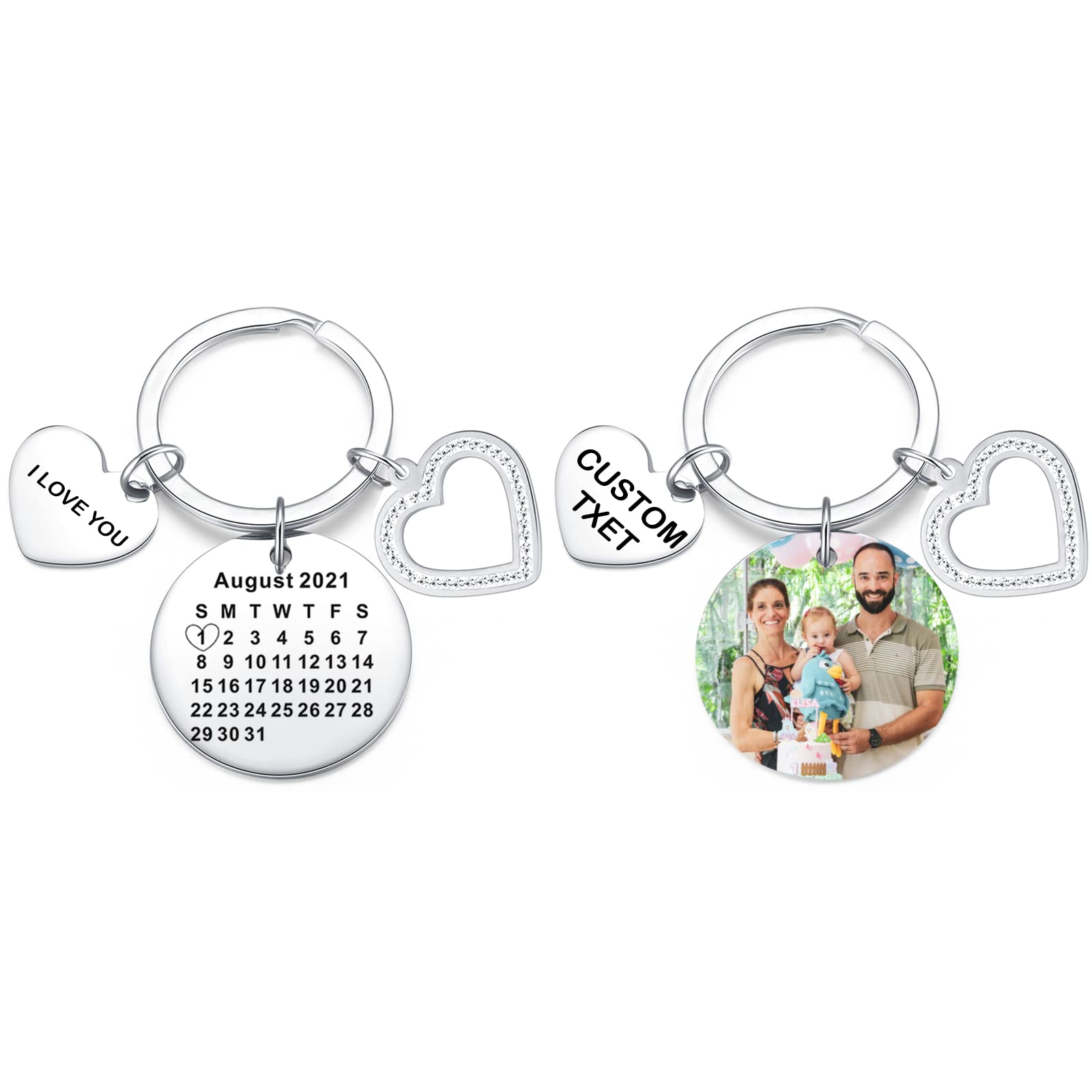 Custom Photo Keychain - Personalized Birthday Gifts for Women, Wedding Favors, Anniversary Present for Husband & Boyfriend | Great for Couples, Party Favors & Keepsakes