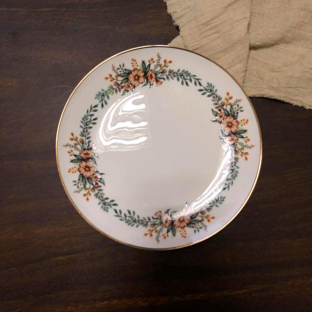 Vintage French Wreath Dessert Plate 8 Inch - Elegant Floral Botanical Design for Afternoon Tea, Wedding Cake Display & Home Decor