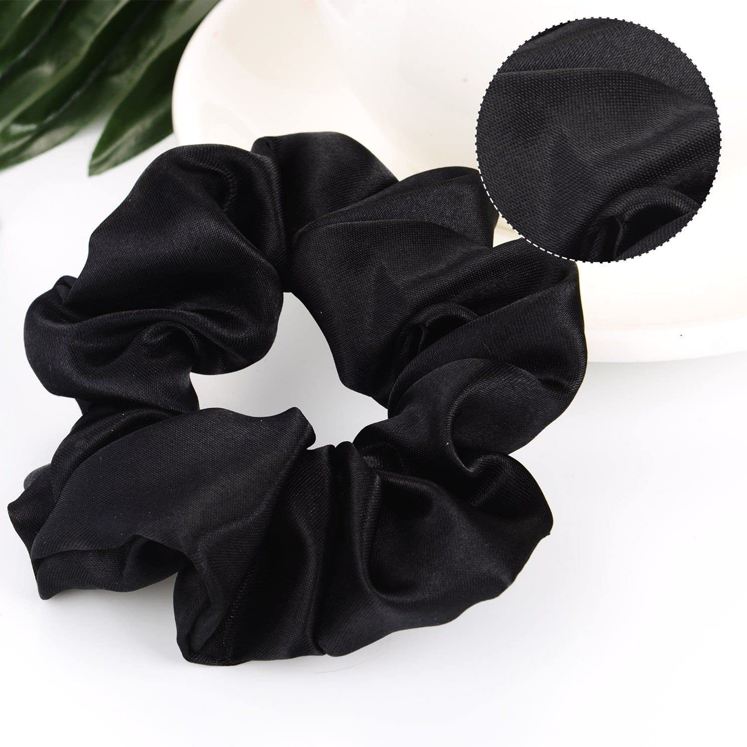 BELICIA 10-Pack Satin Hair Scrunchies - Soft Elastic Hair Ties for Women, Men & Kids - No Damage Hair Accessories (Black) - Perfect for School, Work, Gym & Everyday Use