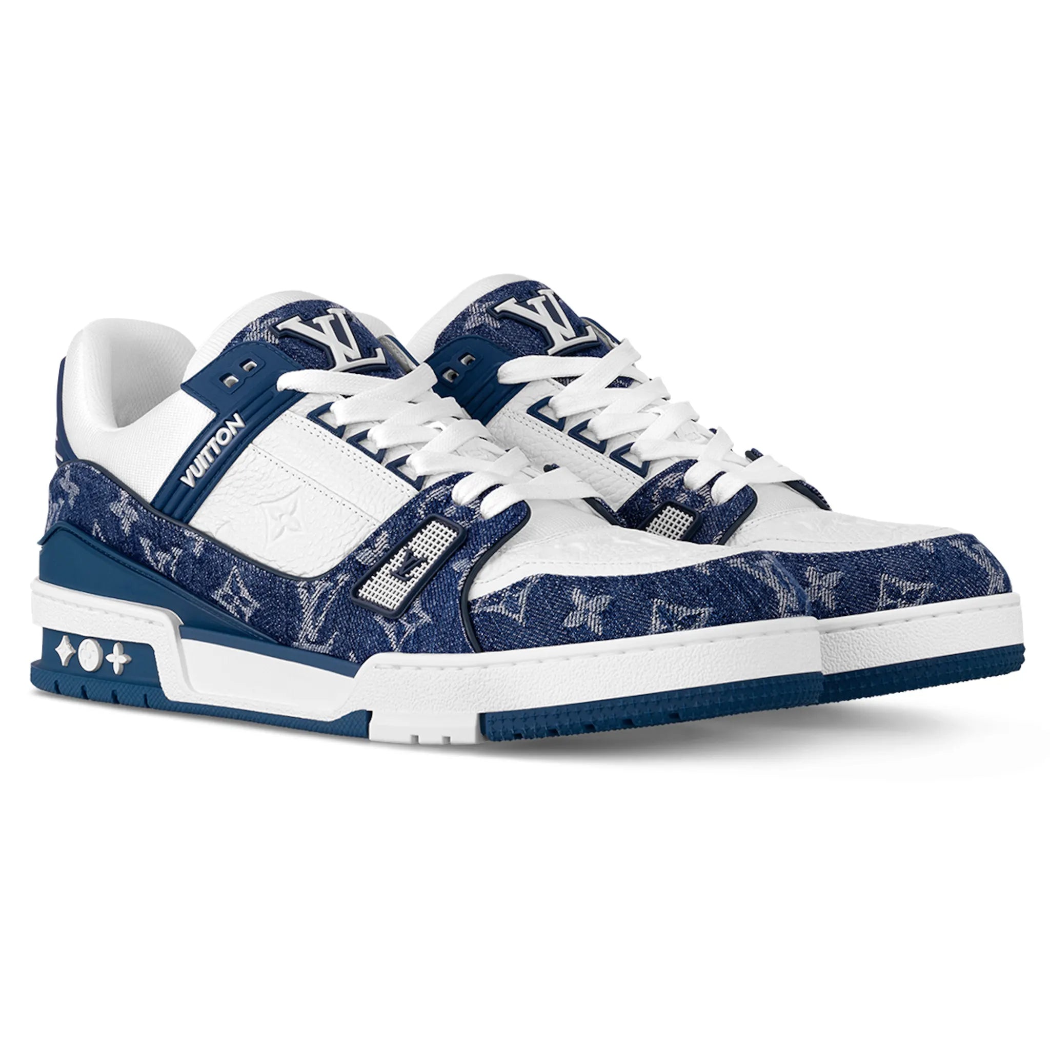 Louis Vuitton LV Monogram Blue Denim Sneakers for Men - Luxury Designer Casual Shoes for Everyday Wear & Street Style Fashion