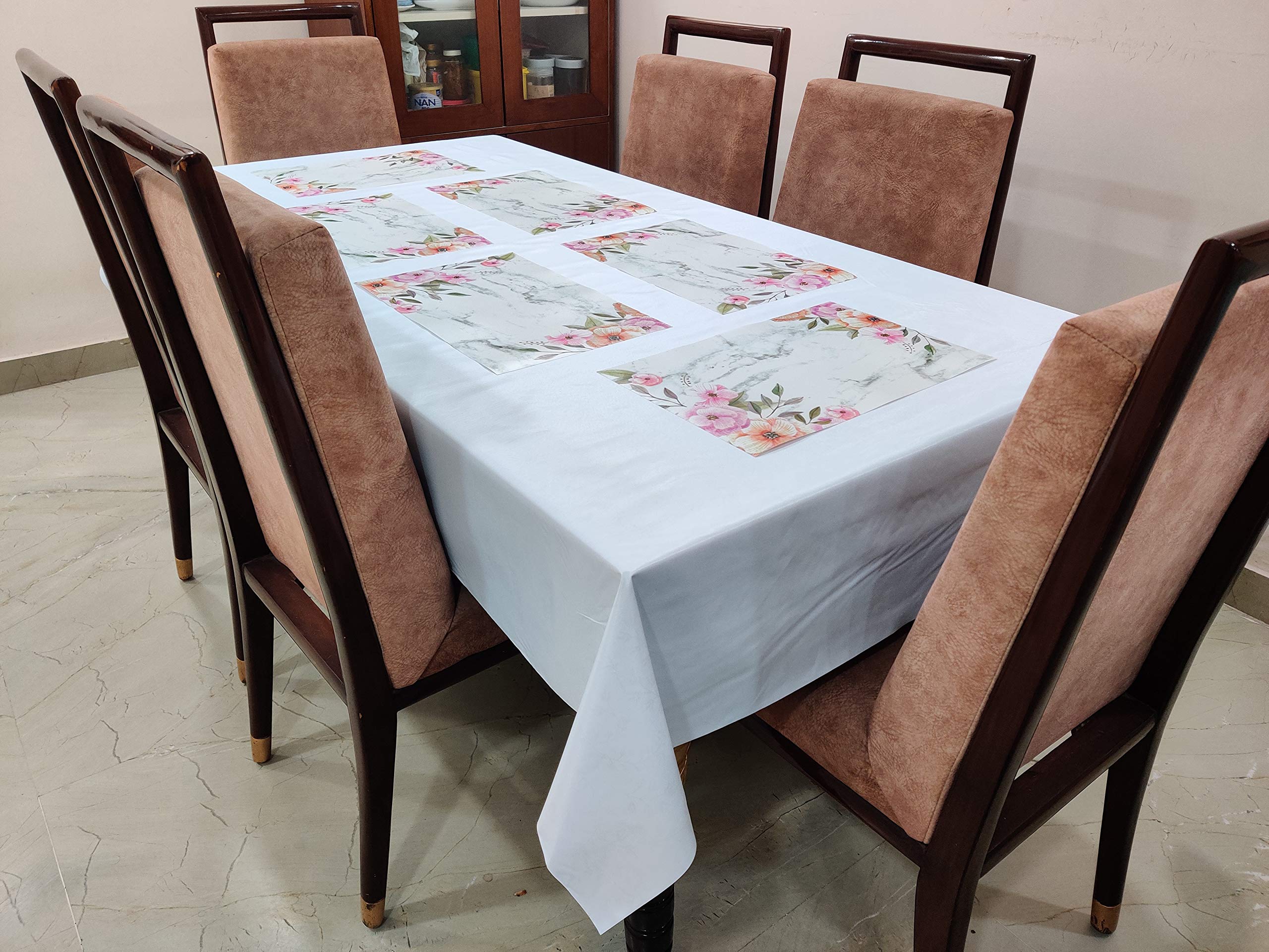 Non-Slip PVC Placemats Set of 6 - Washable, Wipeable & Easy Clean Table Mats for Dining, Kitchen & Restaurant Use - Multicolor Waterproof Placemats for Everyday Meals, Parties & Outdoor Dining