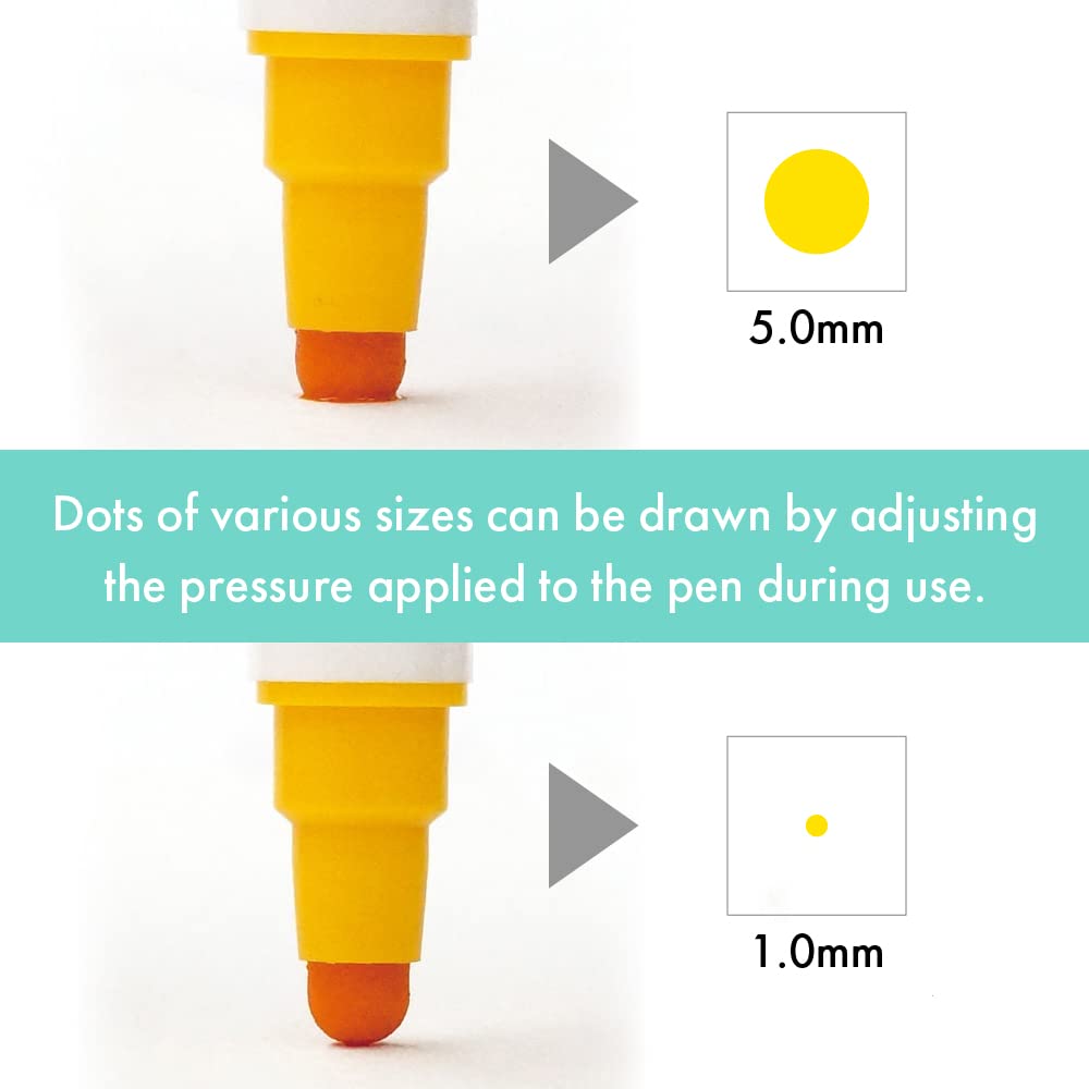 Kuretake CLEAN COLOR DOT 6-Color Highlighter Set with Flexible Dot Tip - Perfect for Journals, Crafts, Illustration, Lettering & Planners - Ideal for Adults & Kids - Made in Japan - Great for School, Office, Scrapbooking & DIY Projects