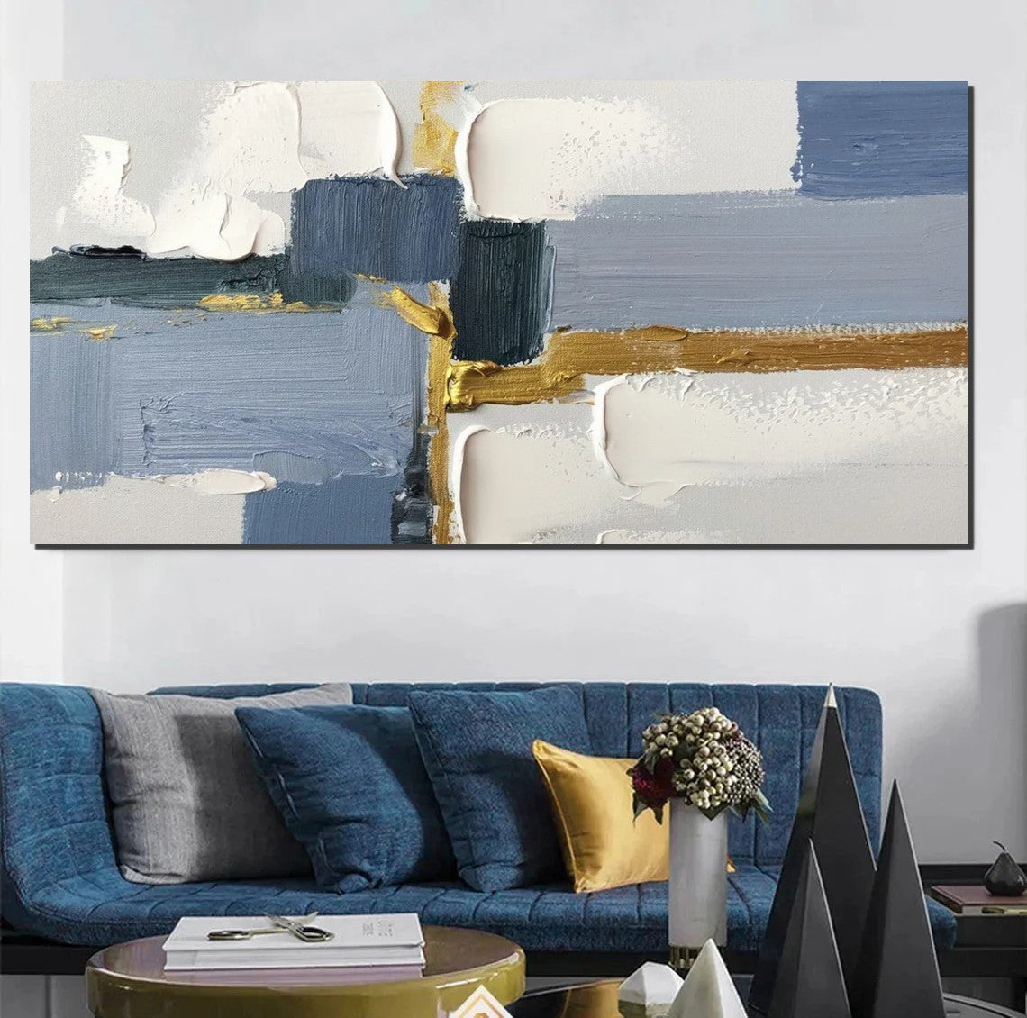 Hand Painted Abstract Acrylic Canvas Art - Modern Contemporary Wall Decor for Dining Room | Unique Home Decor & Office Wall Art