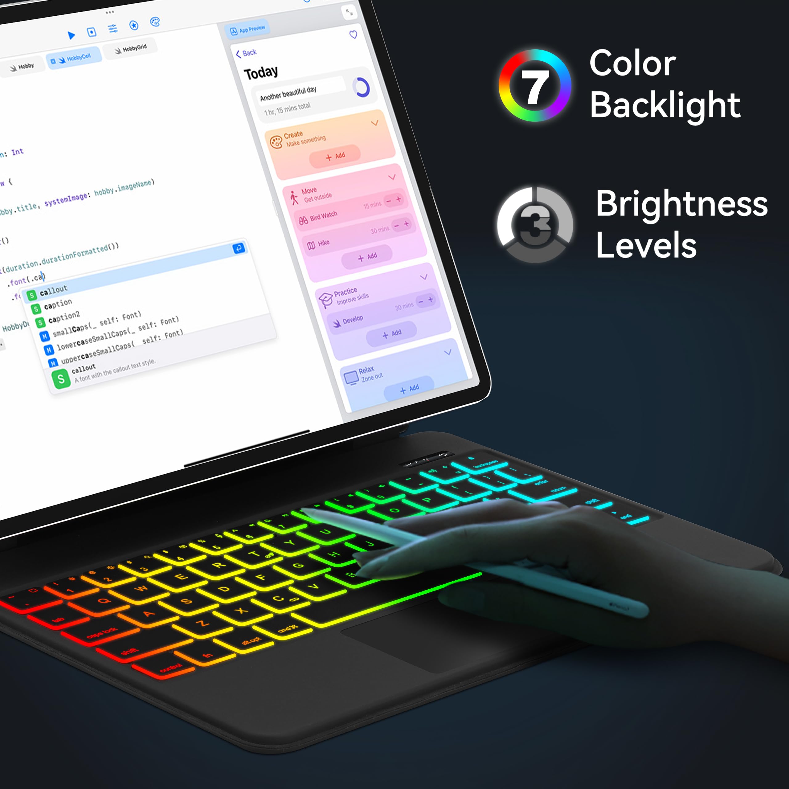 Magic Keyboard Case for iPad Air 13-inch (M2, 2024) & iPad Pro 12.9-inch (6th/5th/4th/3rd Gen) - Slim Magnetic Keyboard with Multi-Touch Trackpad, Floating Cantilever Stand & Rainbow Backlit Keys - Perfect for Work, Study & Creative Projects