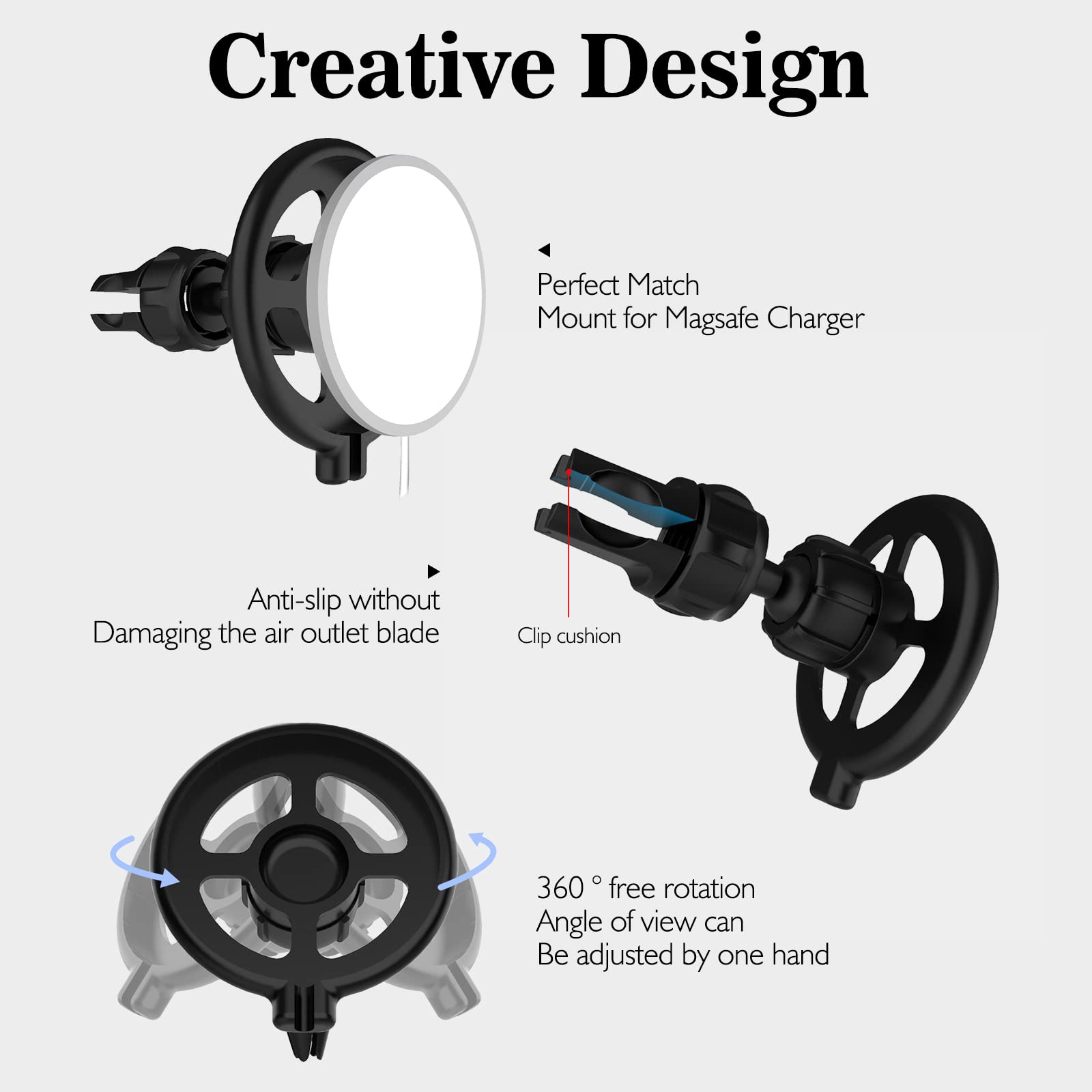 FYY Magnetic Car Phone Mount Holder for iPhone 14/13/12 Pro Max/Plus/Mini - Air Vent MagSafe Compatible Phone Stand (Charger Not Included) - Perfect for Hands-Free Driving & GPS Navigation