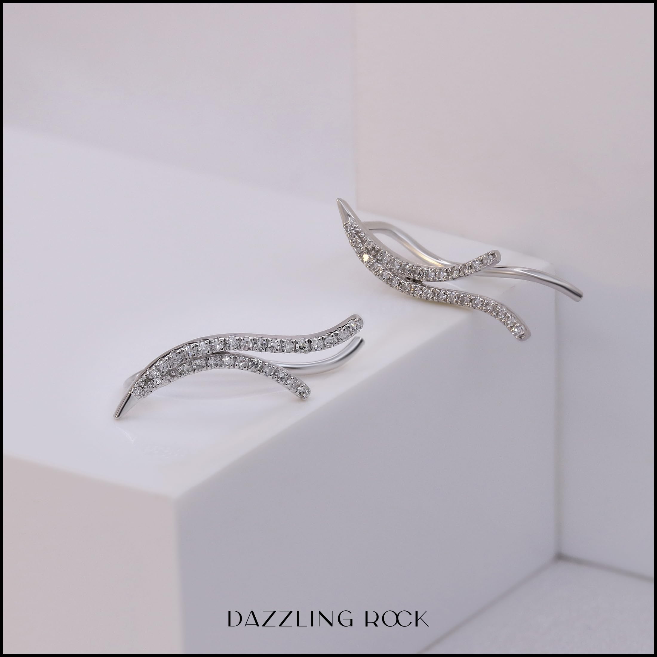 0.20 Cttw Round White Diamond Crawler Climber Earrings for Women - 18K Solid Gold Dazzlingrock Collection | Elegant & Luxurious Jewelry for Parties, Weddings & Special Occasions