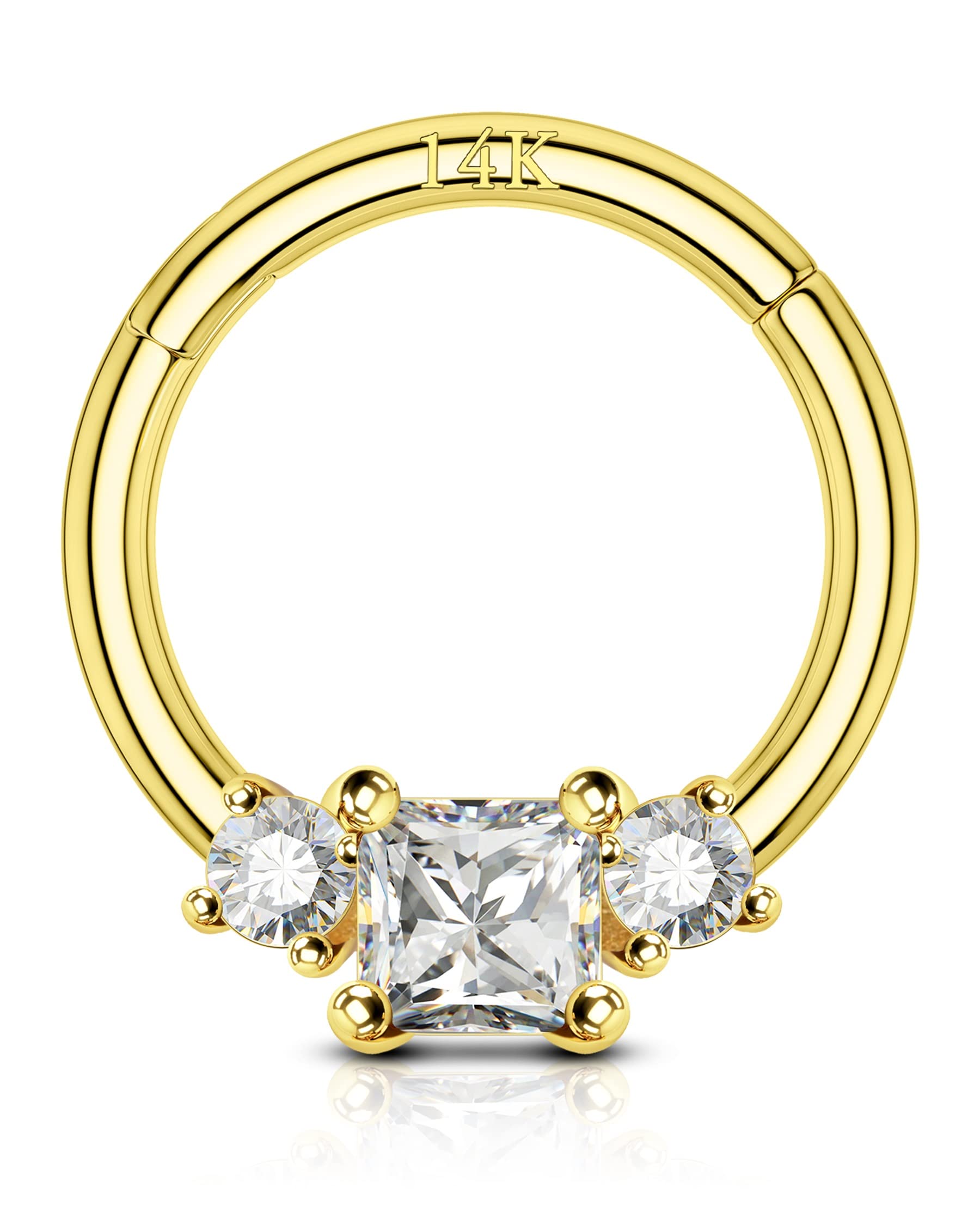 COCHARM 14K Solid Gold Septum Ring & Daith Earrings - 16G 8mm Real Yellow Gold Piercing Jewelry for Women & Men - Perfect for Everyday Wear, Parties, and Special Occasions