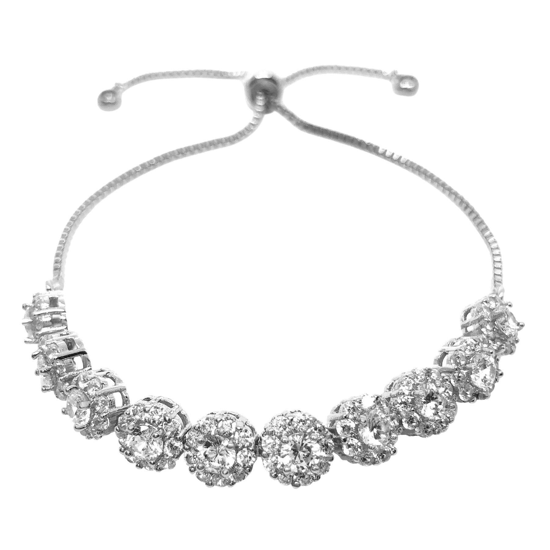 Exclusive Kezani Nina Halo Round Crystal Adjustable Bridal Wedding Bracelet – Perfect for Bridal Showers, Weddings & Special Occasions