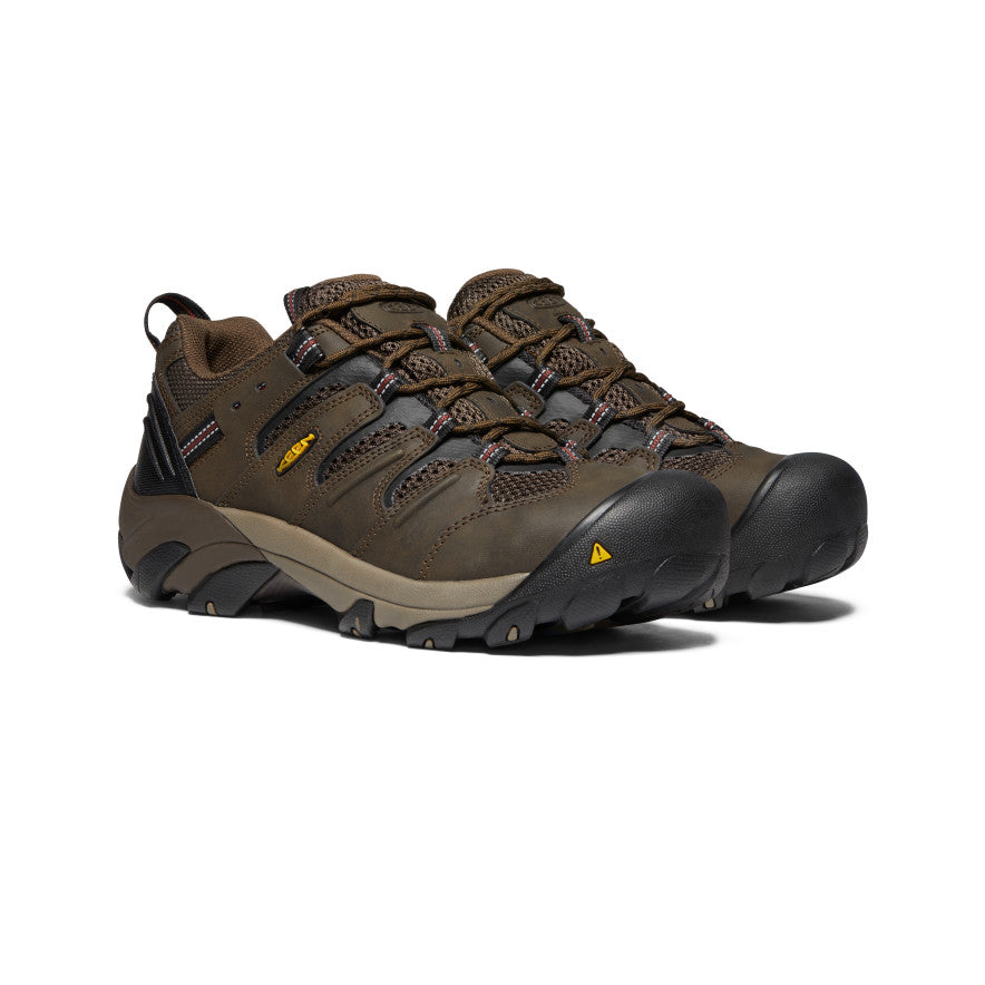 Men's Lansing Low Steel Toe Work Boots - Cascade Brown/Fired Brick - Durable Safety Shoes for Construction, Warehouse & Outdoor Work