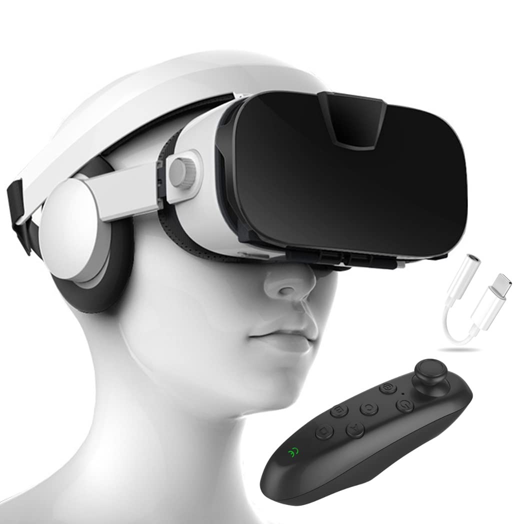 3D VR Headset with Bluetooth Controller - Compatible with iPhone 13 Pro Max/13 Pro/13/12/11, Samsung Galaxy S21, Huawei & Xiaomi Series - Immersive Virtual Reality Gaming & Movie Experience (Color: F, Size: iOS) - Perfect for Home Entertainment, VR Gaming & 360° Video Watching