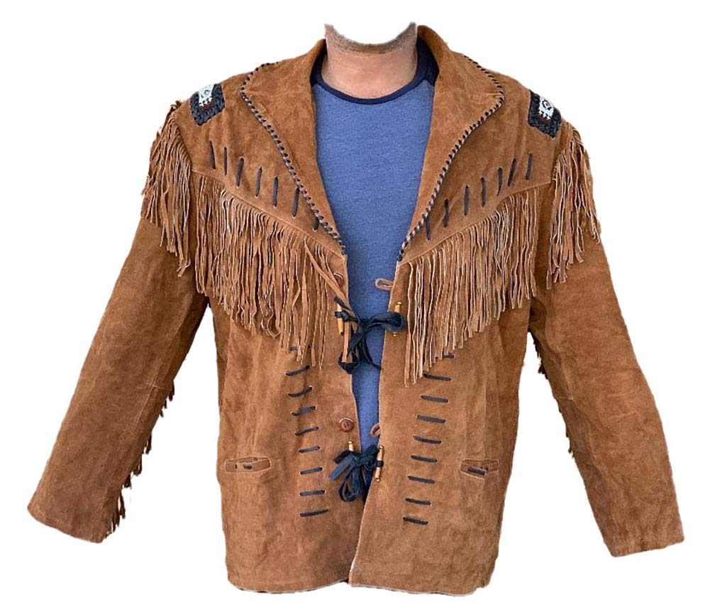 Coolhides Men's Western Fringe Suede Leather Jacket - Vintage Cowboy Style Biker Jacket for Casual Wear & Outdoor Adventures