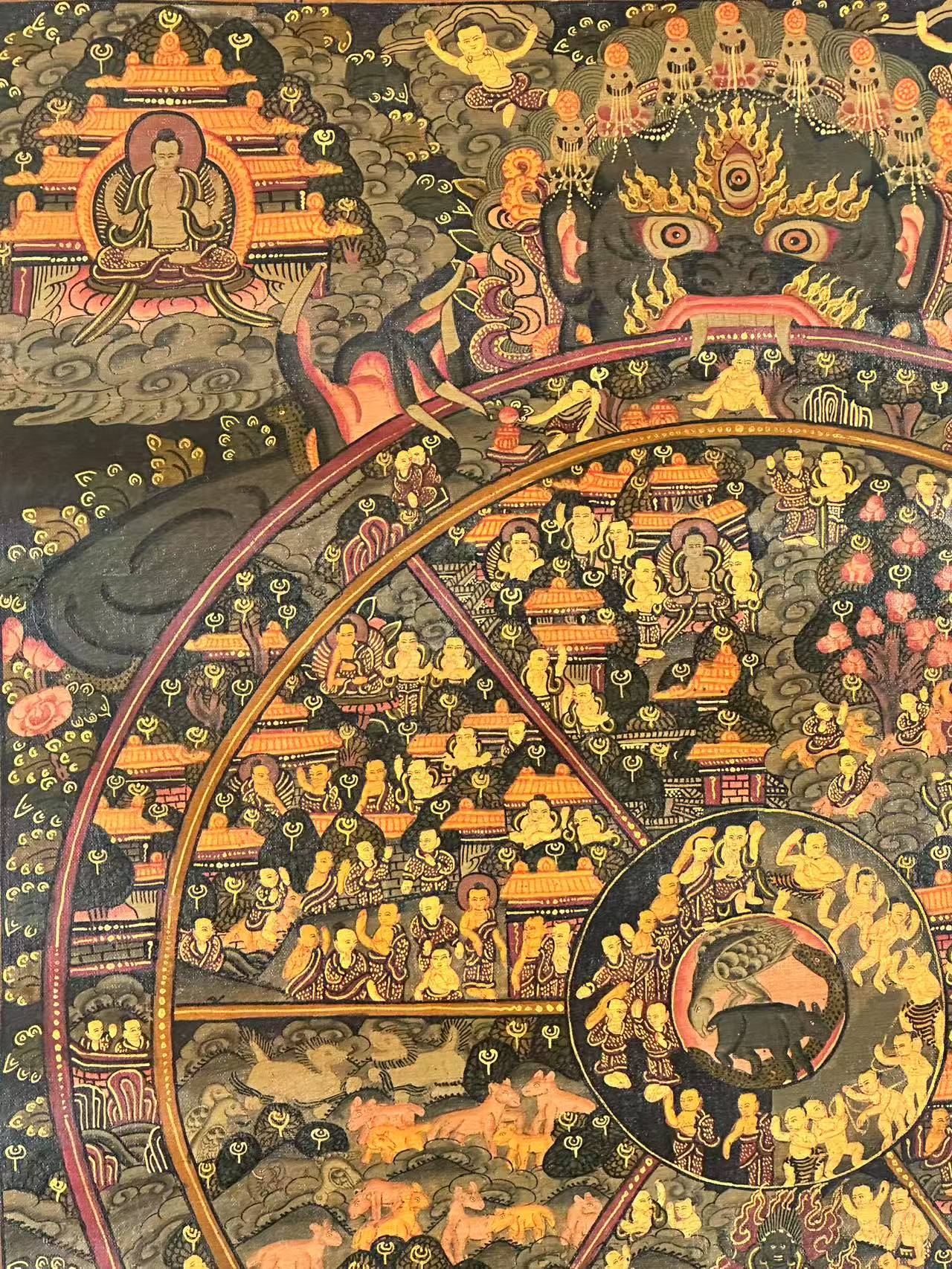 Authentic Wheel of Life Thangka Painting - Handmade Tibetan Buddhist Art for Meditation & Home Decor