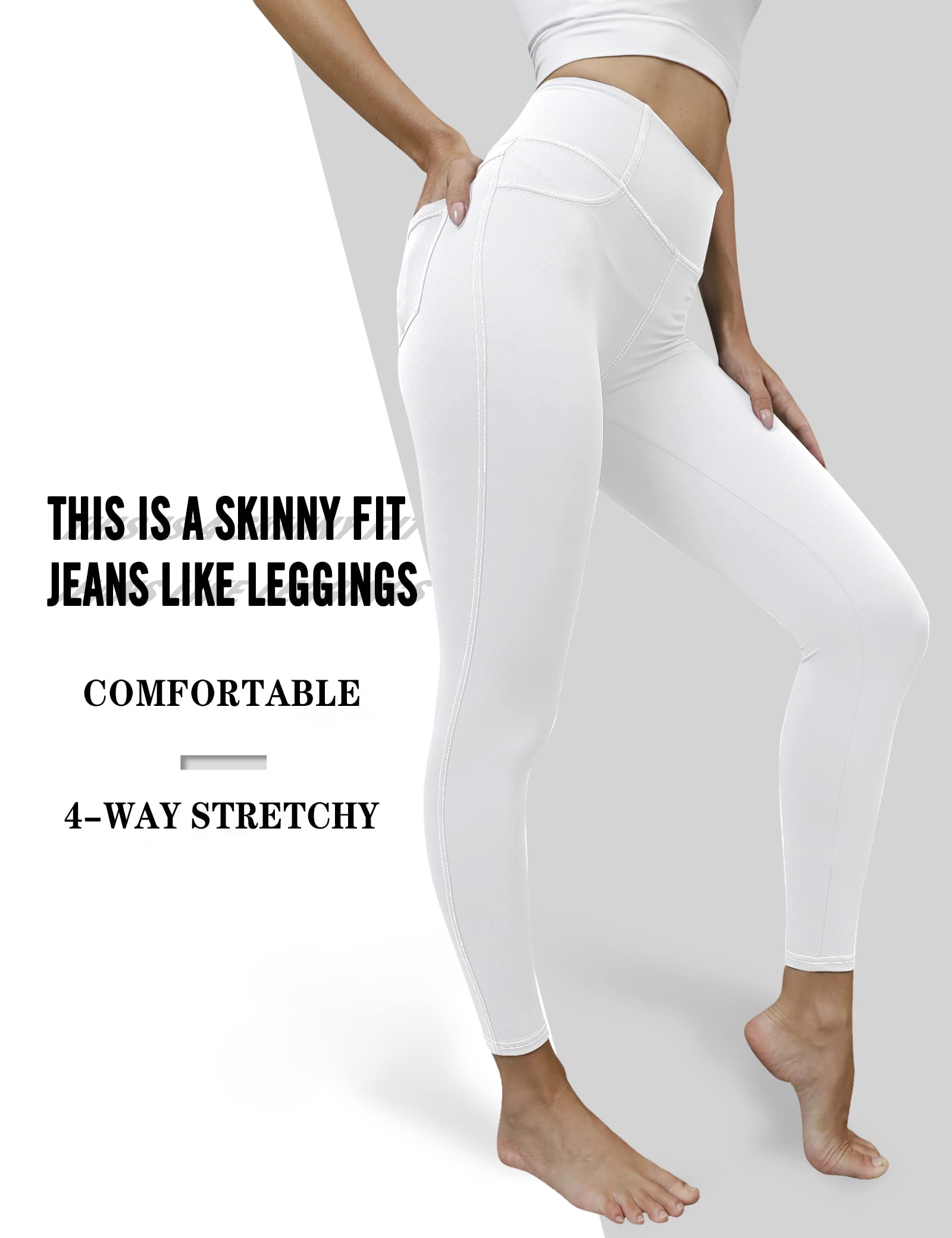 VOOVEEYA Women's High Waist Jeggings with Pockets - Tummy Control Stretchy Jeans Leggings for Plus Size | Perfect for Yoga, Workout & Casual Wear