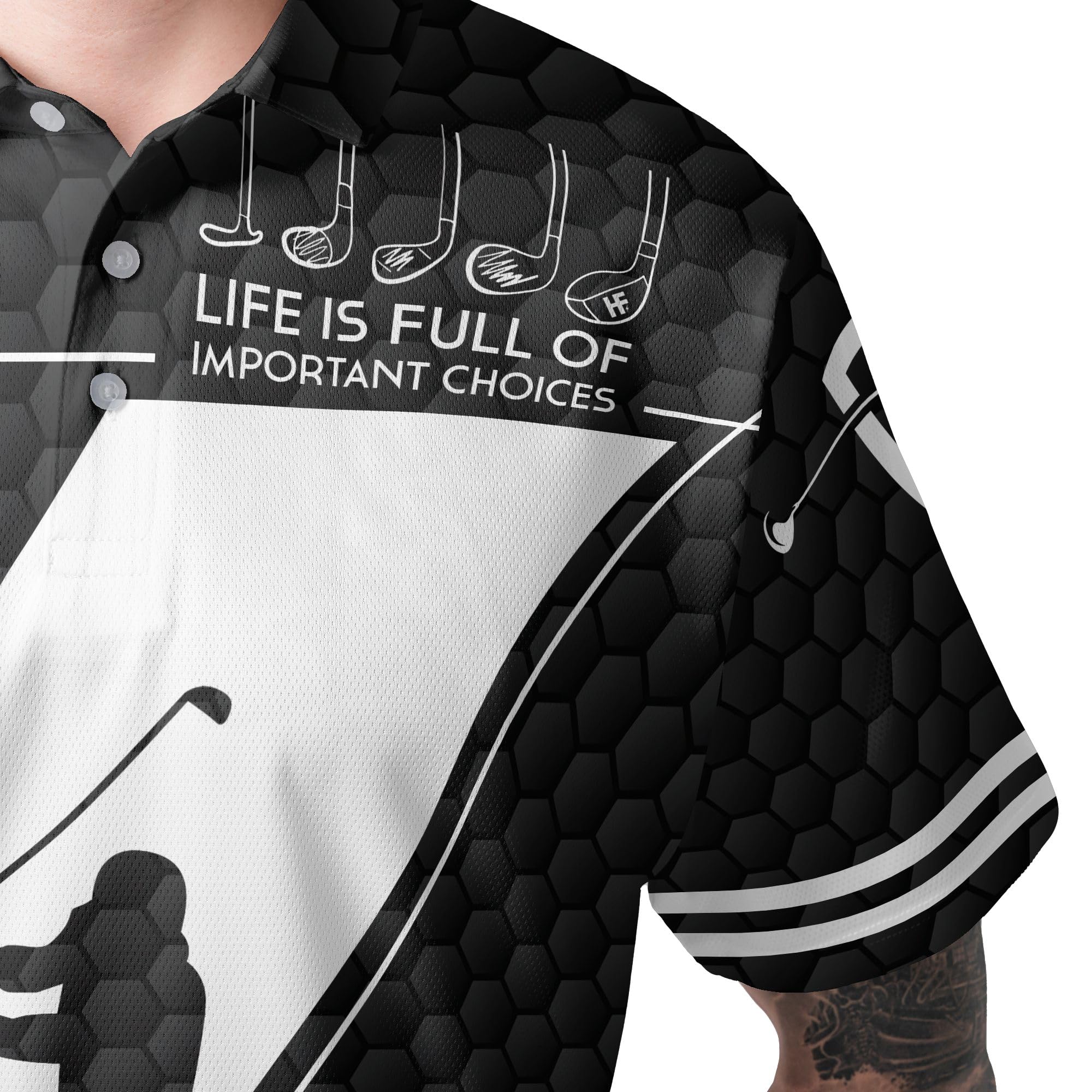 HYPERFAVOR Men's Black Golf Polo Shirt - Moisture Wicking Short Sleeve Performance Shirt for Golf, Business Casual & Outdoor Activities
