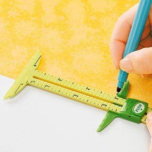 YICBOR 5-in-1 Sliding Gauge Measuring Tool - Multi-Functional Sewing Ruler for Quilting, Crafting & Tailoring - Includes Free Measuring Gauge (Perfect for DIY Projects, Fabric Measurement & Pattern Making)