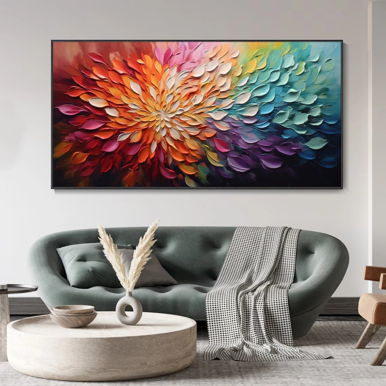 Beautiful Flower and Tree Painting #FT162 - Handmade Canvas Art for Home Decor, Living Room, Bedroom & Office Wall