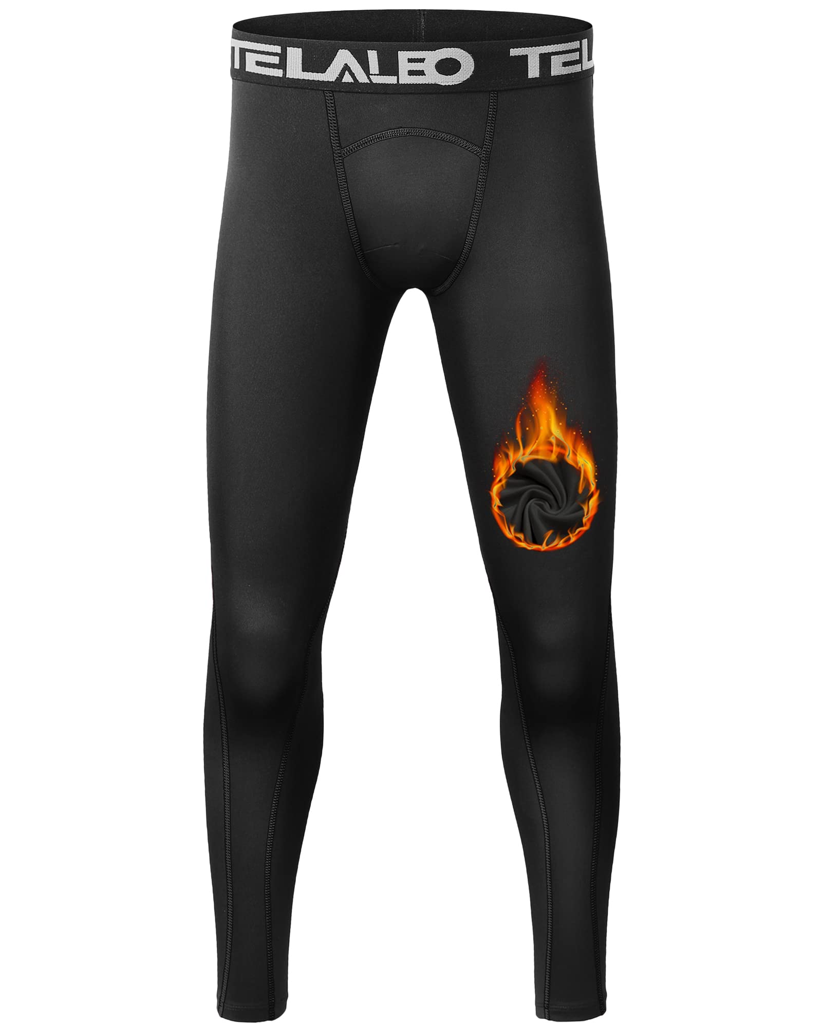 1 or 2 Pack Boys Thermal Compression Leggings - Fleece Lined Base Layer Pants for Cold Weather - Youth Winter Running & Outdoor Activities Gear