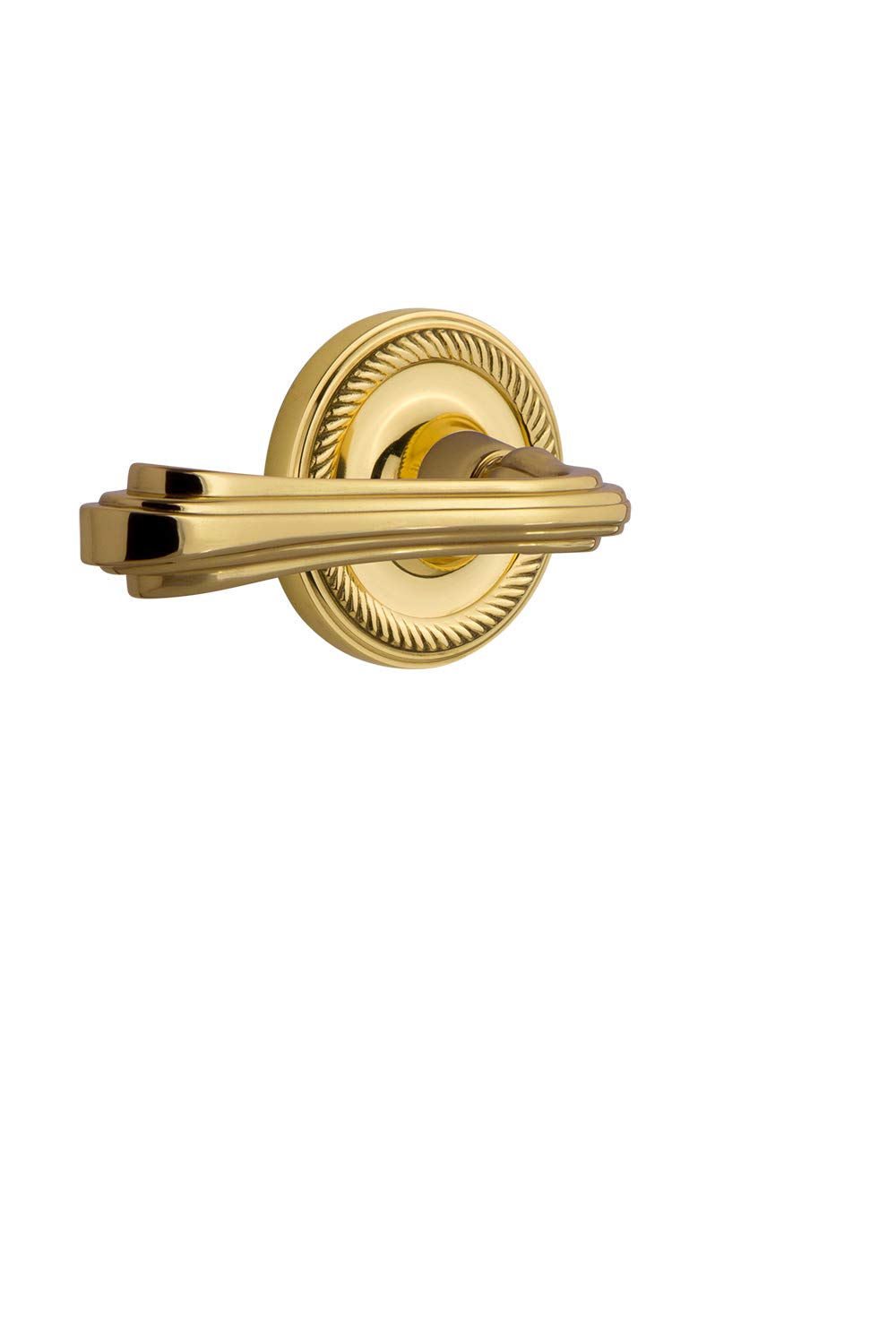 Vintage Rope Rose Privacy Fleur Lever Door Handle - Polished Brass - Perfect for Bedroom, Bathroom & Interior Doors