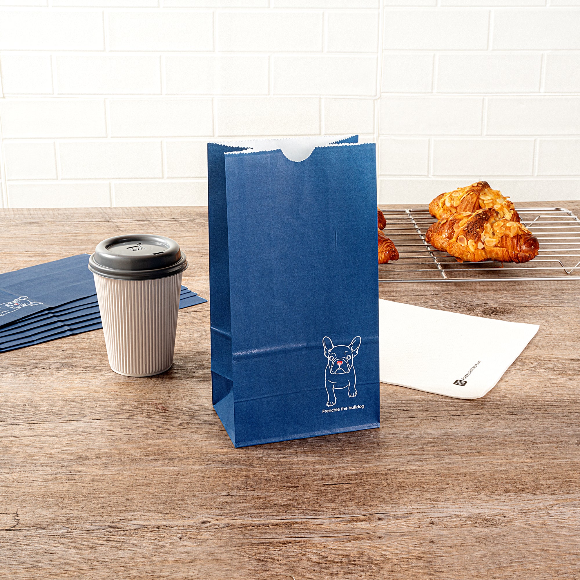 Frenchie Paper Bags 4 lb - 5 x 3.25 x 9.5 Inches - Pack of 100 | Eco-Friendly Kraft Takeout Bags for Bakery, Deli & Restaurant Food Packaging
