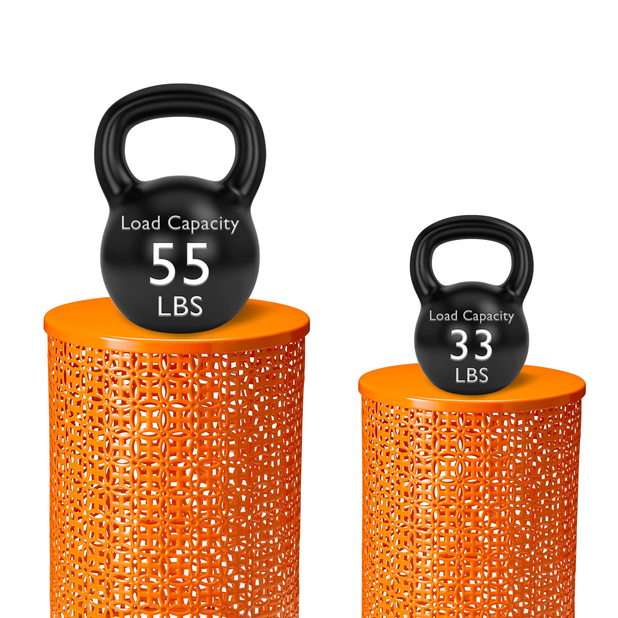 Glitzhome 2-Piece Outdoor Side Table Set - Heavy Duty Metal Frame Garden Stool for Indoor & Outdoor Use - Modern Glossy Orange Accent End Tables - Perfect for Patio, Deck, Balcony & Living Room Decor