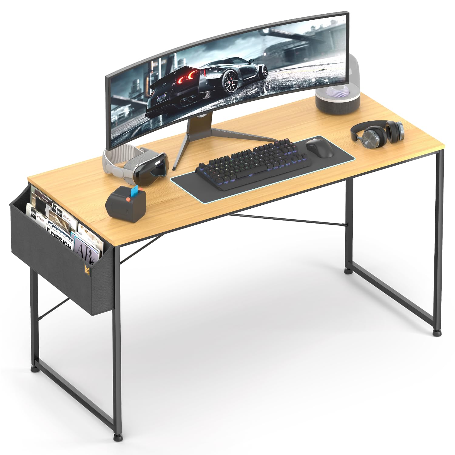 MoNiBloom Modern Simple Style Computer Desk - Light Walnut Laptop Table for Home Office, Study, Living Room & Bedroom - Perfect for Working, Writing, Gaming & Reading