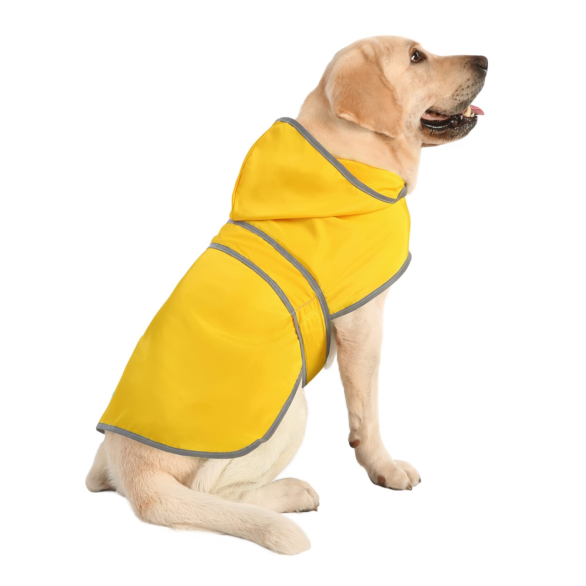 Waterproof Dog Raincoat with Hood & Leash Hole - Adjustable Belly Strap & Reflective Strips for Small Medium Large Dogs - Lightweight Pet Rain Jacket for Walking, Hiking & Outdoor Adventures