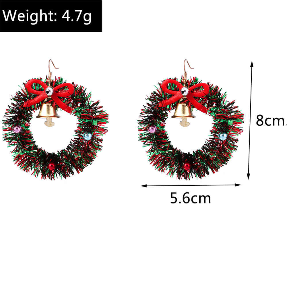 Whimsical Color Bead Christmas Wreath Drop Earrings | Handwoven Bohemian Dangle Earrings for Women | Perfect for Holiday Parties, Festive Gatherings & Gift Giving
