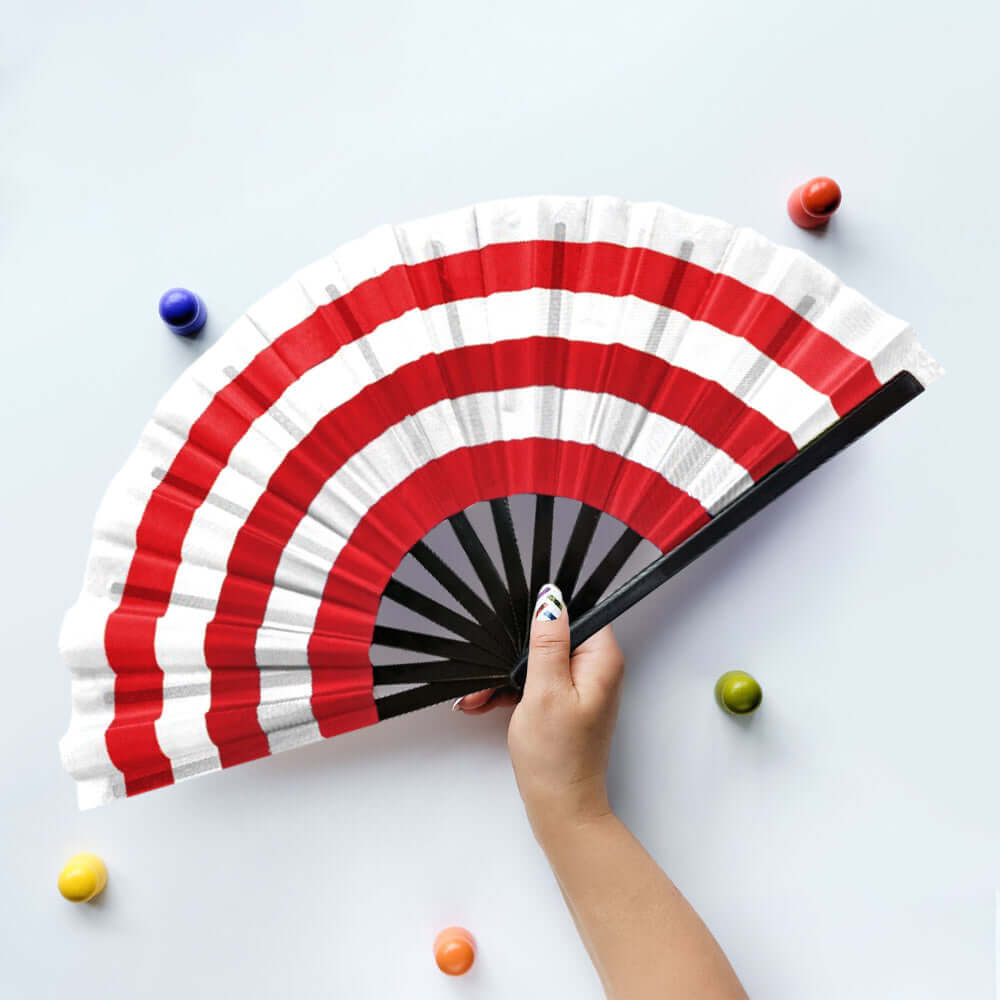 Red & White Plain Folding Hand Fan for Line Dancing - Traditional Chinese Dance Fan for Performances, Weddings & Cultural Events