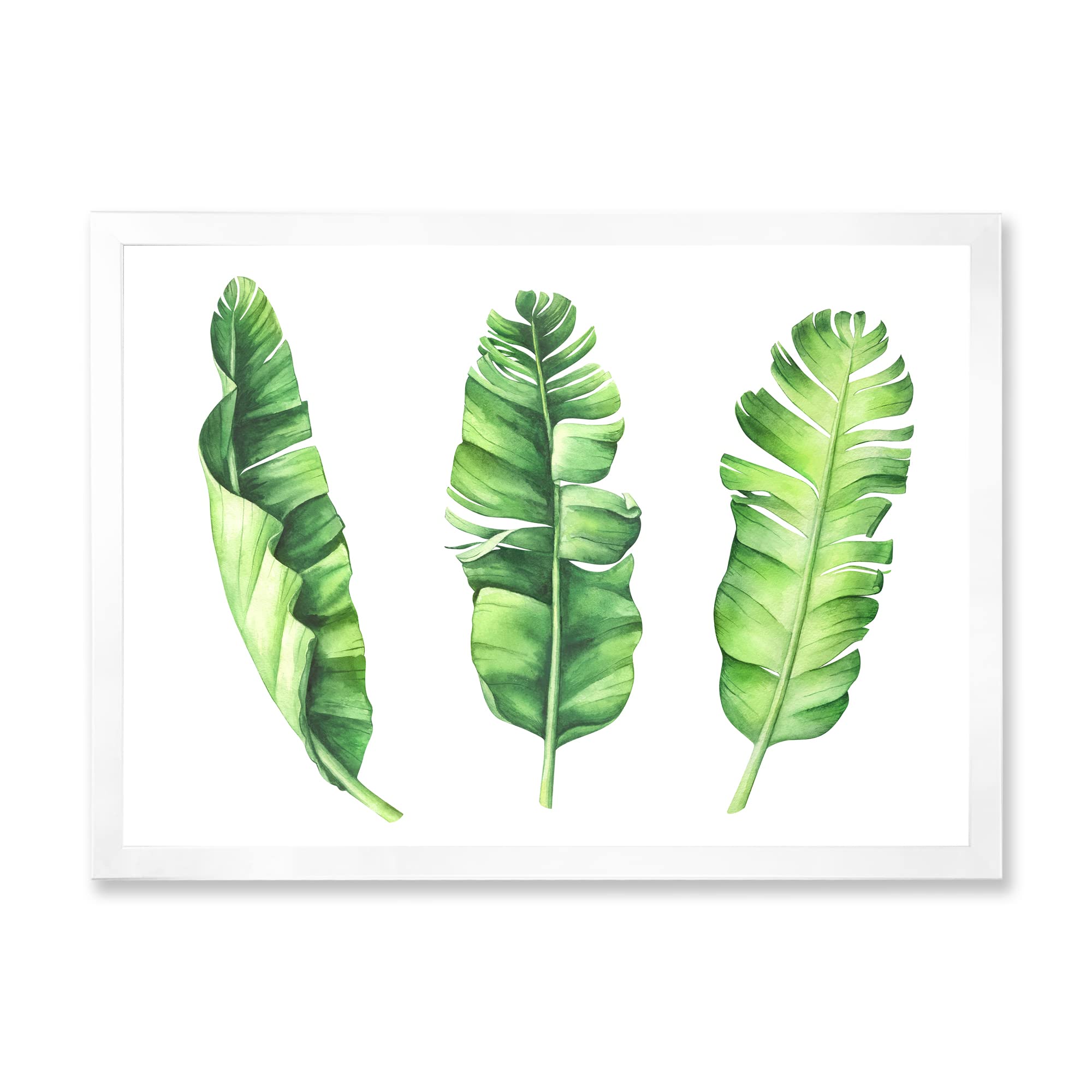 Farmhouse Tropical Banana Leaves Framed Wall Art Set - Perfect for Living Room, Bedroom, and Kitchen Decor