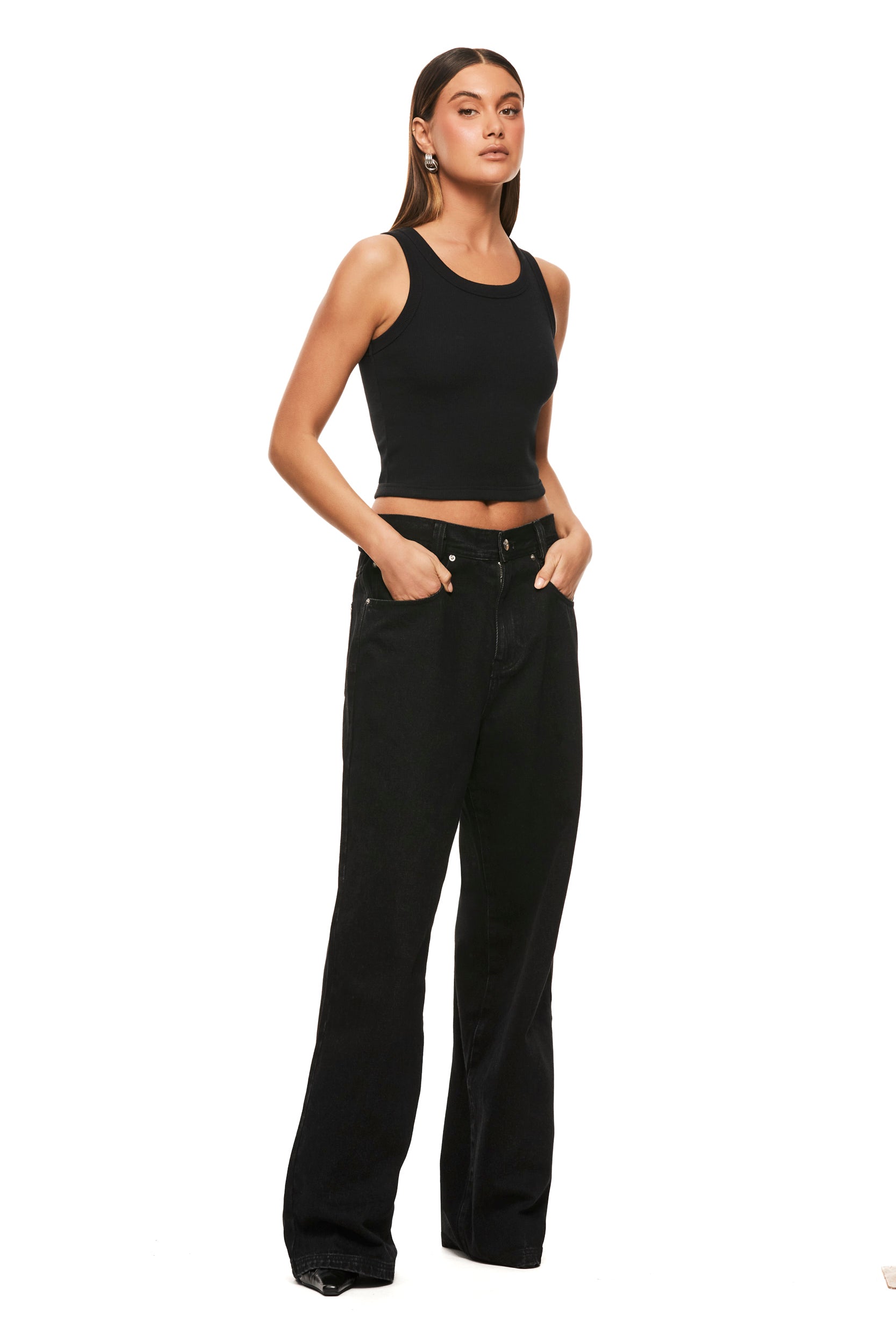 Polly Black Tank Top for Women - Soft & Stretchy Sleeveless Shirt - Perfect for Summer, Gym, Yoga, and Casual Wear