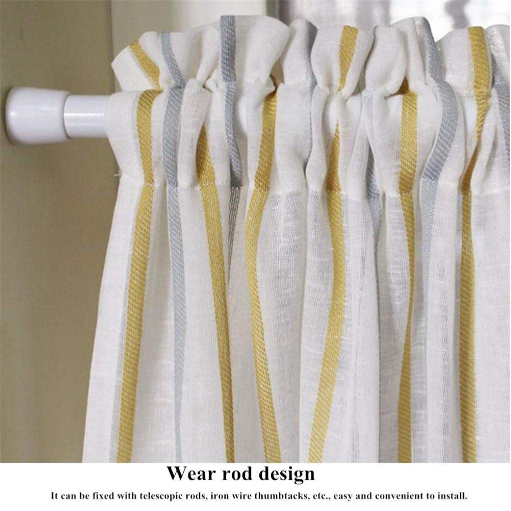 Stylish Cotton Striped Half Curtains & Tier Valances - 39x8 Inch (100x20cm) Short Window Panels for Kitchen, Cafe & Bathroom - Perfect for Privacy & Decoration