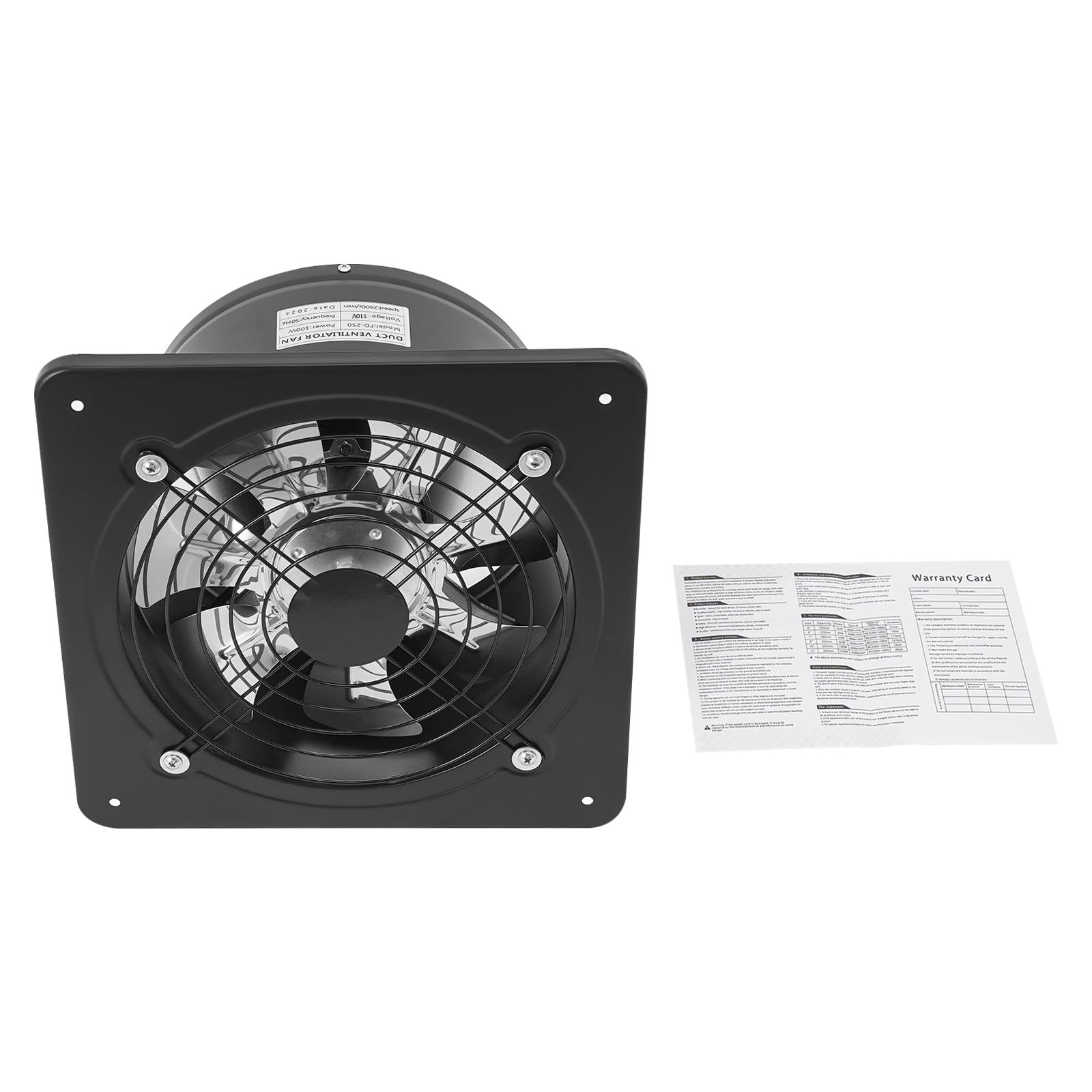 10 Inch Through Wall Exhaust Fan - 110V 100W 2600RPM High Flow Ventilation Fan with 7-Blade Design - Powerful Dust Evacuation for Kitchen, Warehouse, Workshop - Black | Ideal for Home, Commercial & Industrial Ventilation Needs
