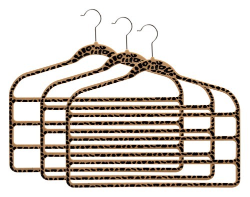 Slim Line Printed Cheetah Multi Pant Hanger - Space Saving Closet Organizer for Pants, Skirts & Scarves - Perfect for Home, Dorm & Travel Storage