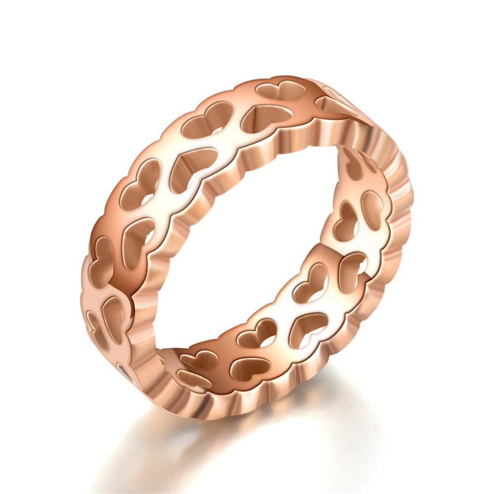 Men's Titanium Steel Wedding Band Ring - Rose Gold Heart Couple Rings for Engagement & Anniversary Gifts