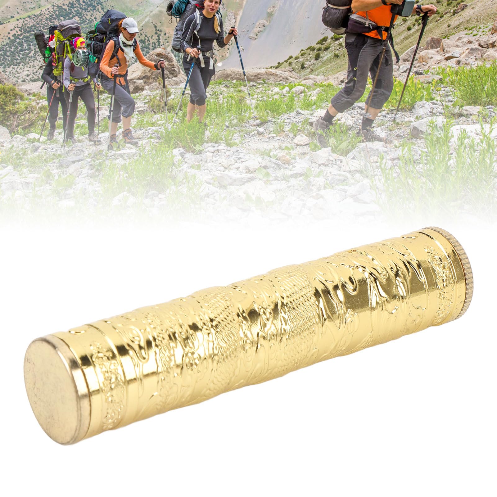 ASixxSix Lightweight Portable Metal Tube Container - Airtight & Waterproof Travel Storage for Snacks, Documents, Small Items | Durable Outdoor Organizer for Camping, Hiking, Beach Trips (Gold)