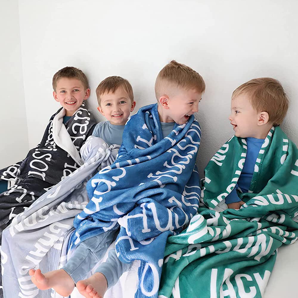 Personalized Name Blankets for Baby, Kids & Adults - Custom Embroidered Fleece Blanket with Name for Newborns, Toddlers, Mom & Grandma (Black, King Size) - Perfect for Nursery, Gift Giving & Cozy Family Moments